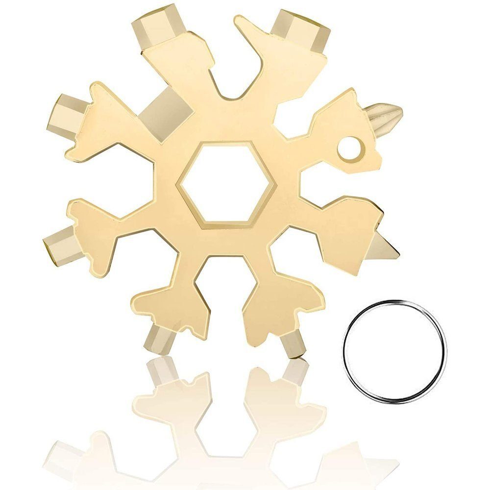 TUABUR Innensechskantschlüssel 18 in 1 Edelstahl-Schneeflocken-Multi-Tool-Schlüssel Gold