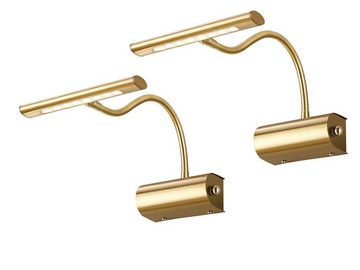 meineWunschleuchte LED Bilderleuchte, Dimmer, LED fest integriert, Warmweiß, innen, Bilderleuchte Bildbeleuchtung Flexarm dimmbar, Gold-en H 35cm