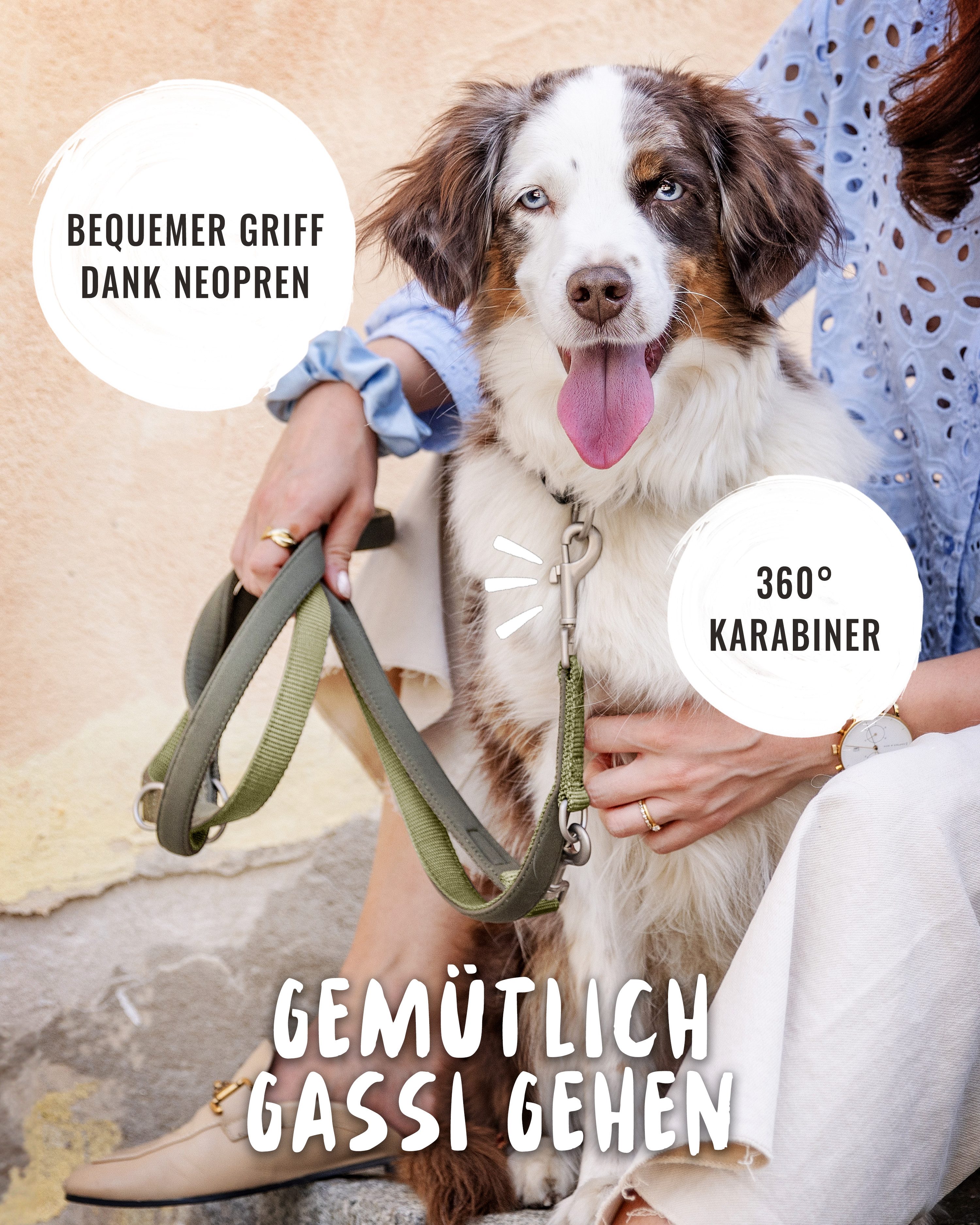 Rudelkönig Hundeleine Gepolsterte Hundeleine Bella, Verstellbare Führleine 2,30m, Nylon, Neopren (1-tlg), Für alle Hundegrößen – Bild 4 von 5