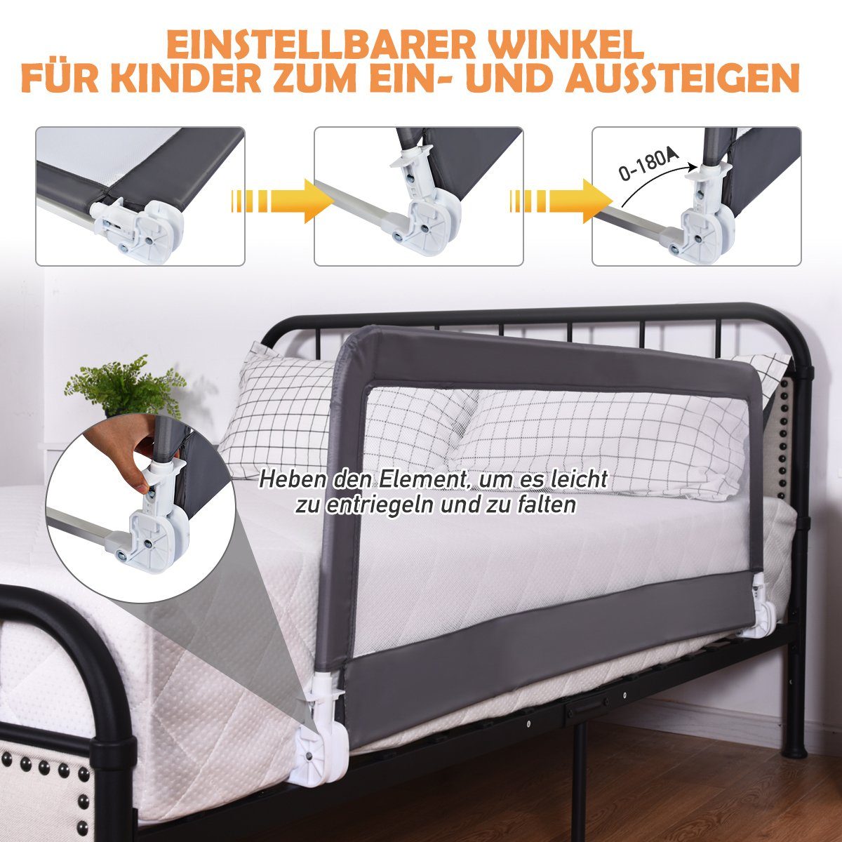 COSTWAY Bettschutzgitter Bettgitter, 150 x 56 cm