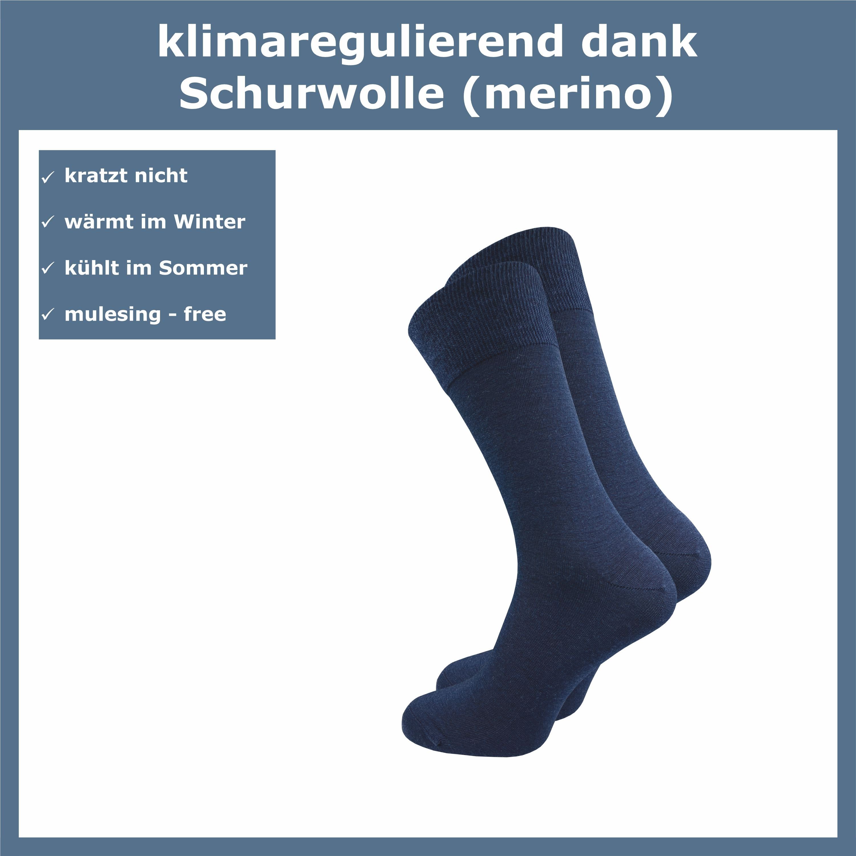 aus Merino im Winter und aus Paar) Socken Wolle blau Merino (5 Sommer - 64% GAWILO Businesssocken Socken im für Klimaregulierende wärmen Herren Schurwolle kühlen