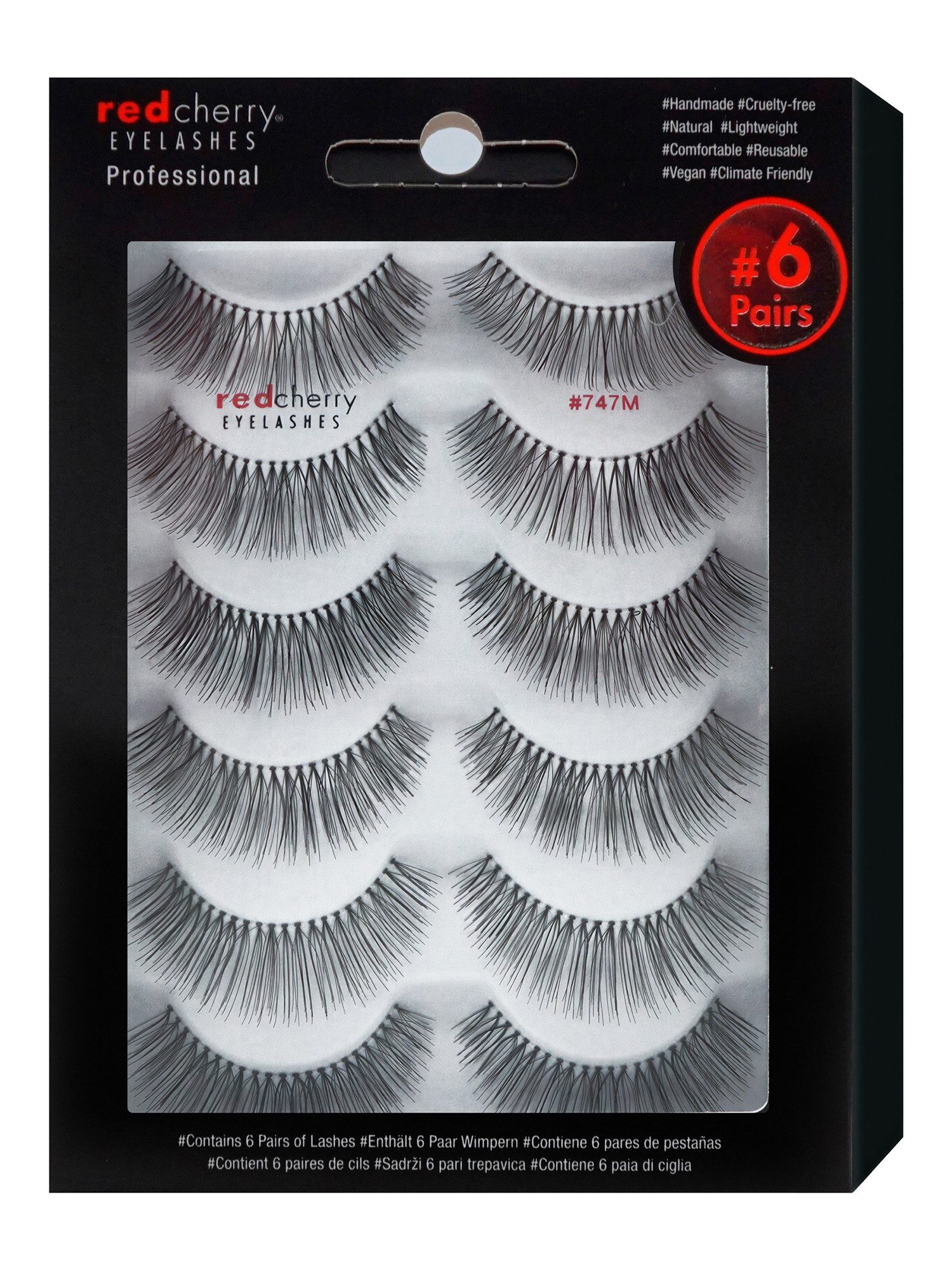Red Cherry Eyelashes Bandwimpern 747 M - 6 Pairs, Falsche Wimpern Streifen, Strip Lashes, Dramatic Lashes