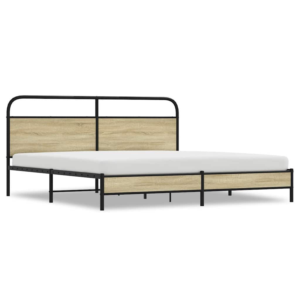 vidaXL Bett Metallbett ohne Matratze Sonoma-Eiche günstig online kaufen