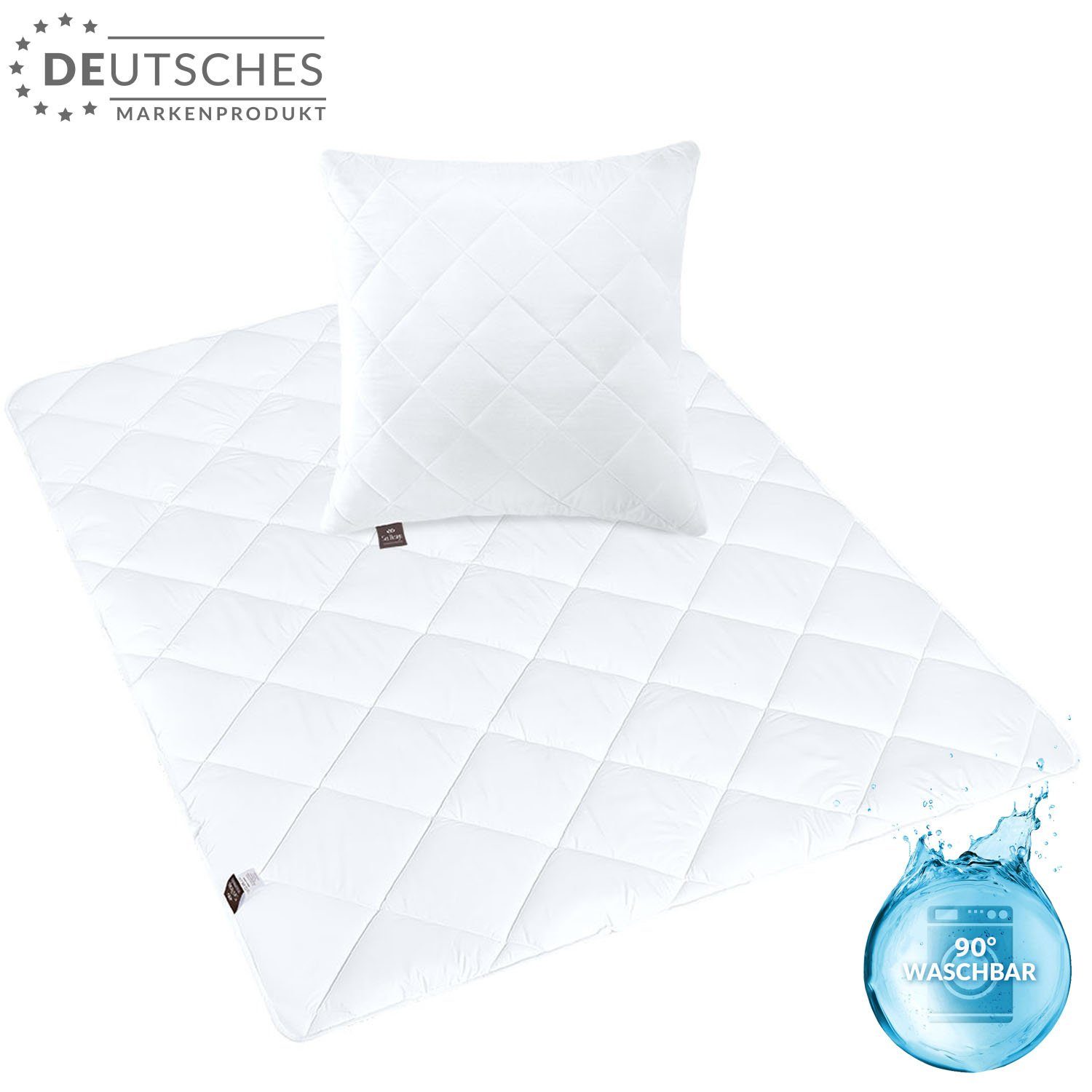 SEI Bettdecke Kissen Design, Mikrofaser Steppdecke + Winter kochfest 80x80, 135x200 + Plaid