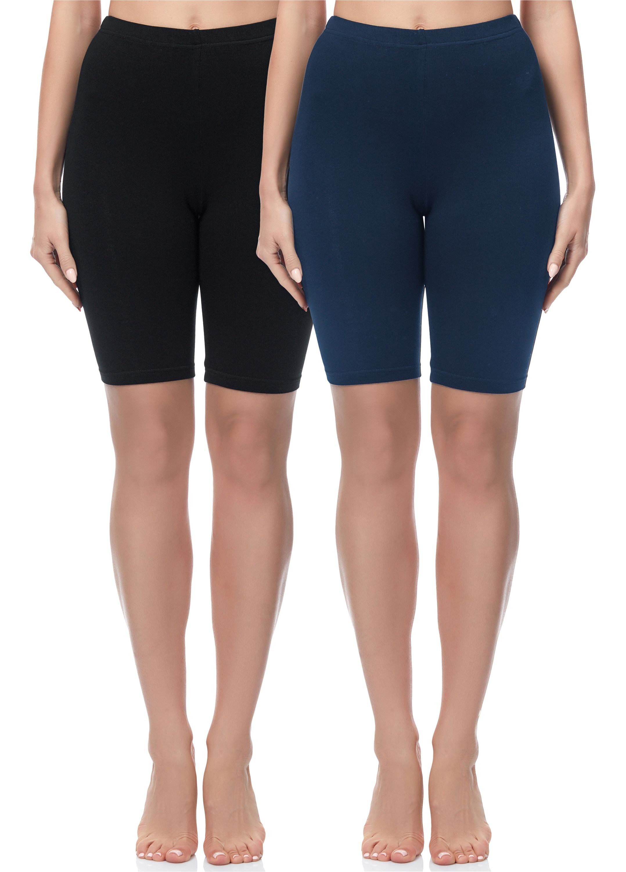 Merry Style Leggings 2 Pack Damen Kurze Leggings aus Baumwolle MS10-200 (2-tlg) elastischer Bund