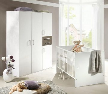 Storado Babyzimmer-Komplettset Babyzimmer Set komplett „Sienna“ weiß matt / flieder 7 tlg. Babymöbel