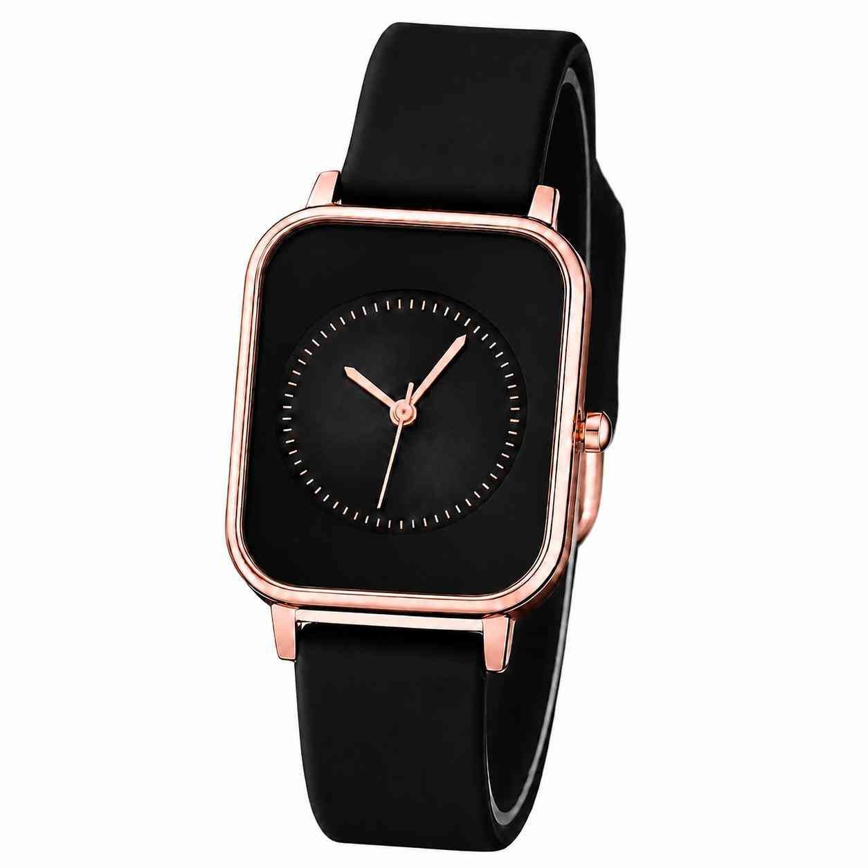 Taffstyle Quarzuhr Damenuhr Rechteckige Armbanduhr Quarzuhr Silikonarmband Elegant, (Minimalistisches Zifferblatt mit weichem Armband für Alltag und Büro)