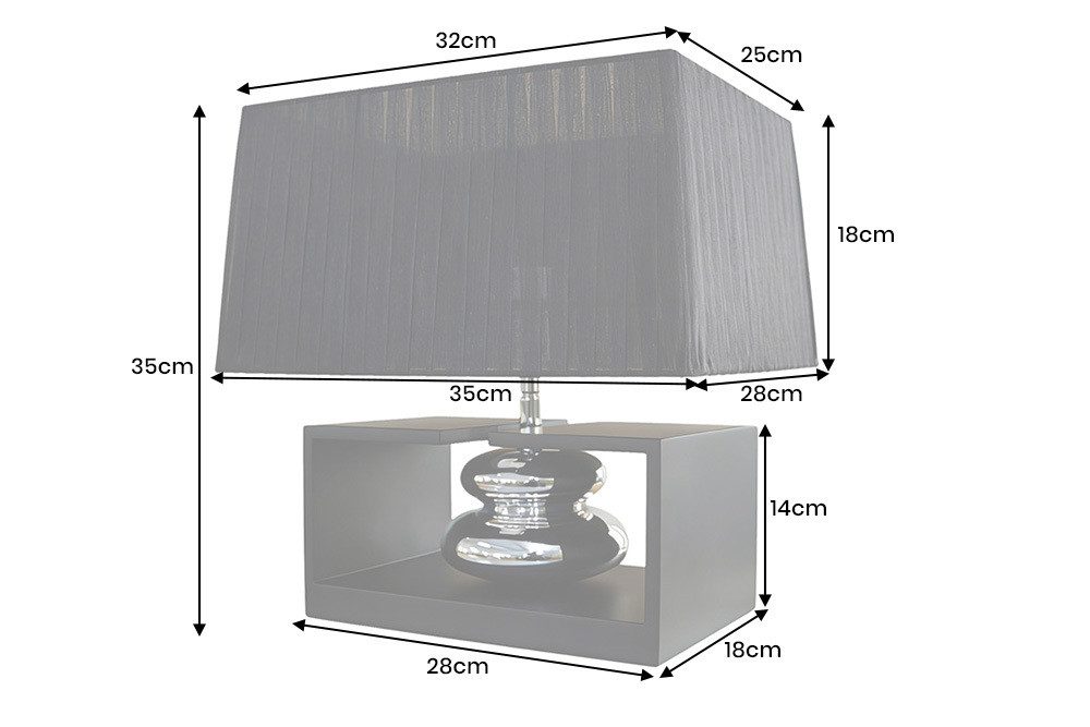 riess-ambiente Tischleuchte GRACIA 35cm schwarz/silber - Stoffschirm, Holzfuß, Modern Design, Ein-/Ausschalter, ohne Leuchtmittel, mit neigbarem Lampenschirm – ideal für Wohnzimmer & Schlafzimmer