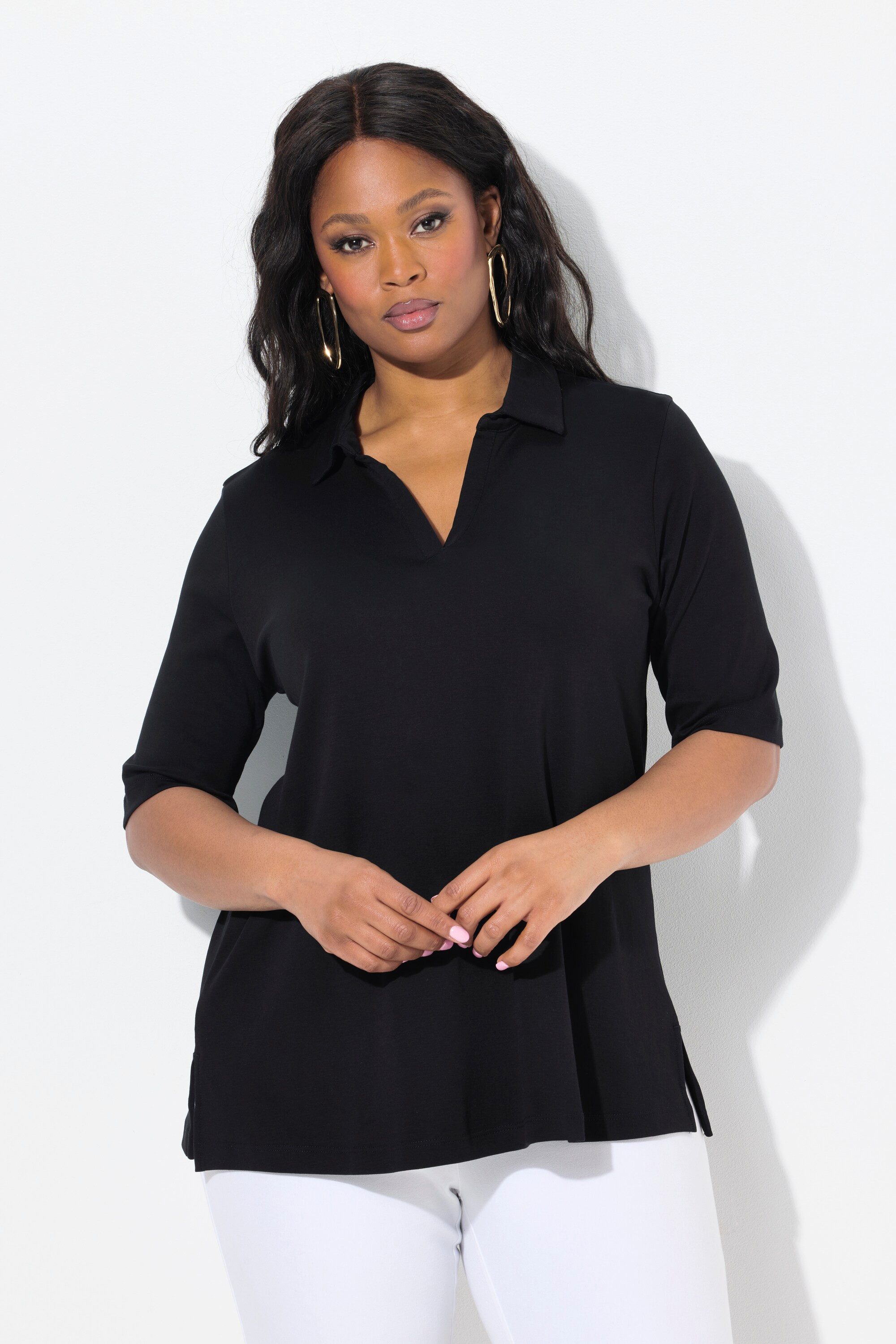 Ulla Popken Poloshirt Poloshirt A-Linie Halbarm günstig online kaufen