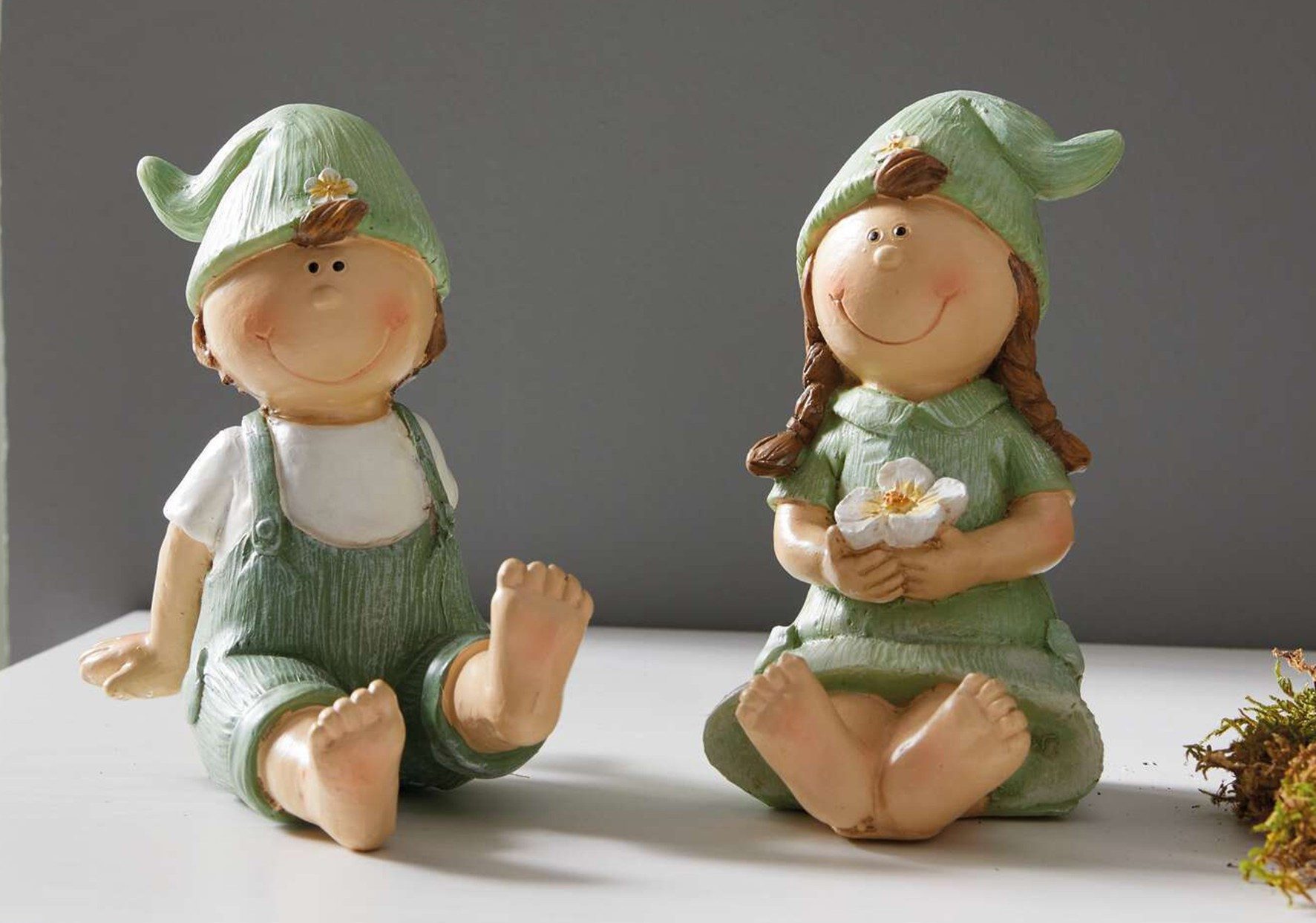 Dekoleidenschaft Dekofigur "Frühling" Junge und Mädchen, Gartendeko wetterfest für Draußen, Figur (2 St., im Set), Gartenfigur aus Polyresin, Figurenset – Bild 2 von 5