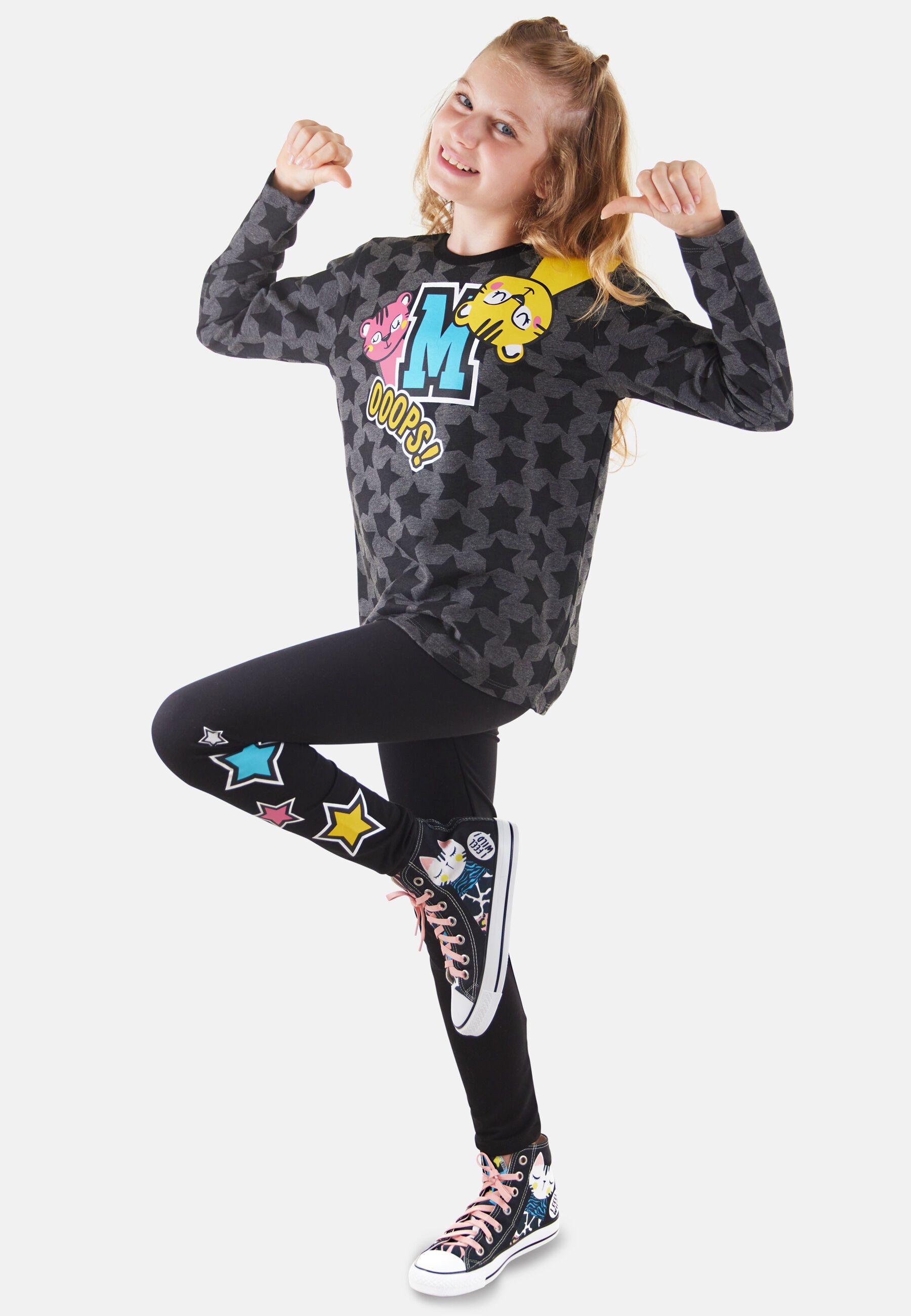 Denokids Hausanzug Stars (2 tlg) mit Tier- und Stern-Motiv