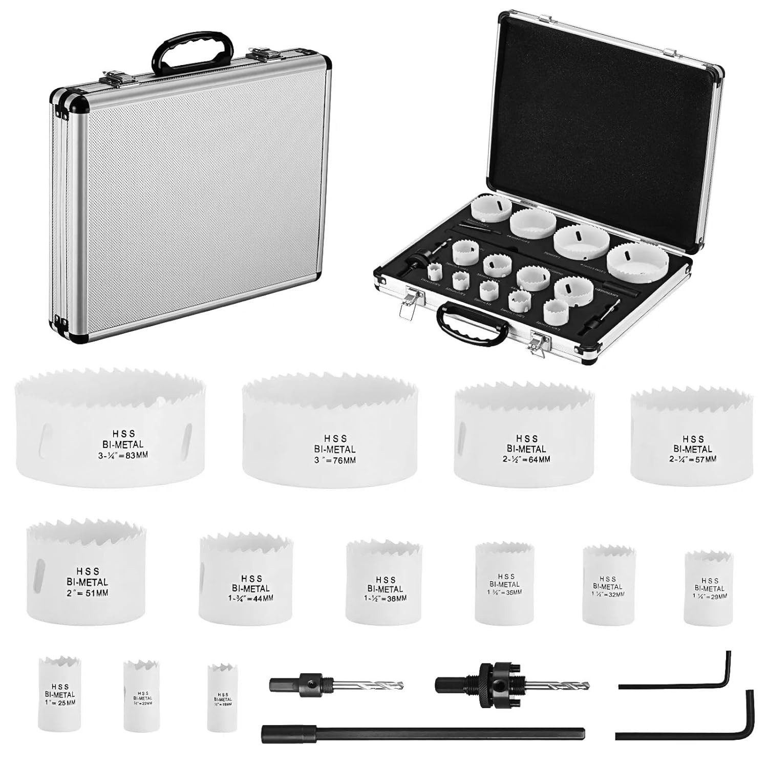 TLGREEN Lochsäge M42 Bimetall Lochsägen-Set,18-tlg, Lochbohrer Ø19mm-83mm, Dosenbohrer & Lochkreissäge Inklusive Zentrierbohrer und Halter, Lochsäge ideal für Holzbrett, PVC, Kunststoffplatte