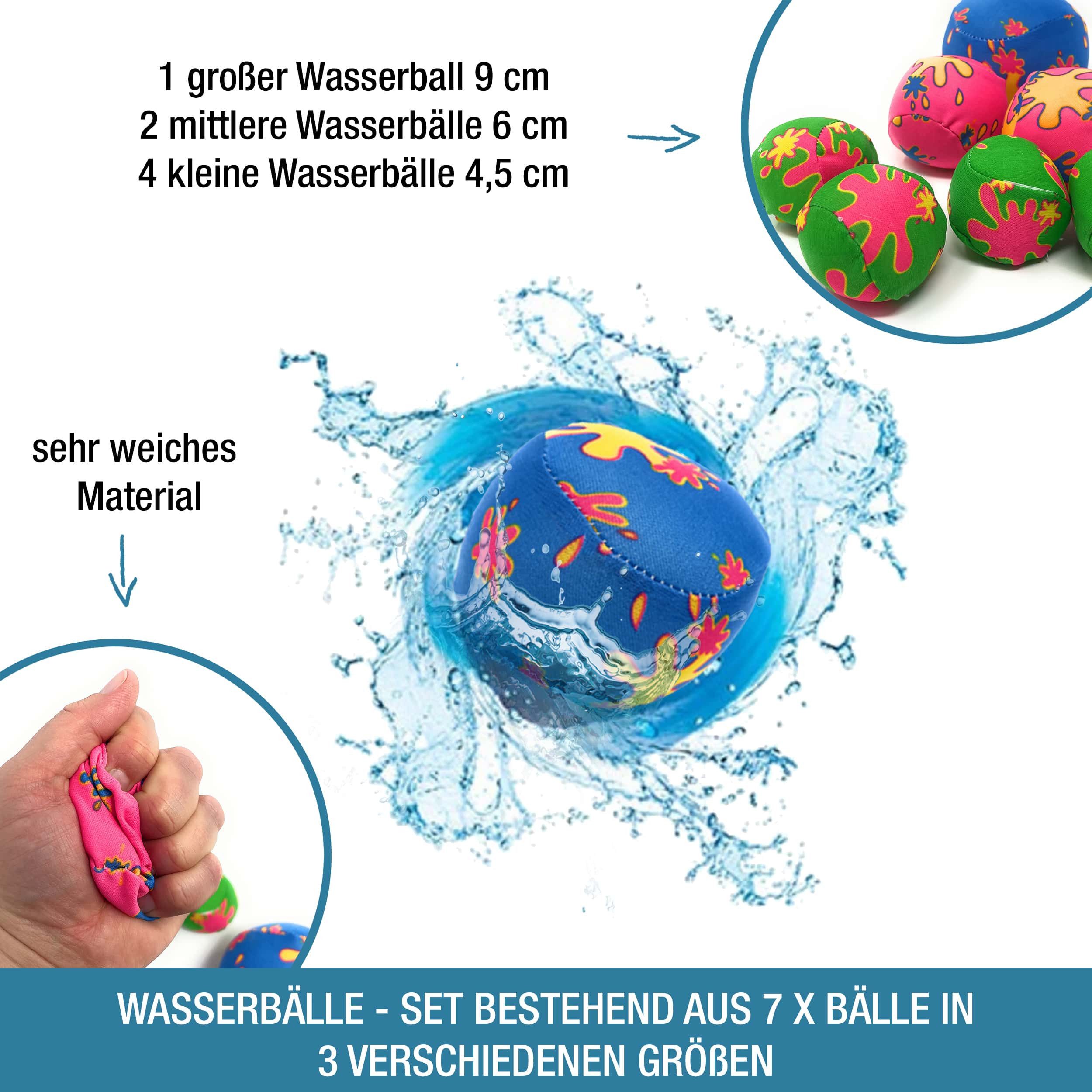 AMLI Wasserball Wasserbälle Soft 7er Set in drei Größen (7-St), Wasserbomben Bälle Set Wiederverwendbare Wasserballons Ball