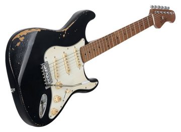 Rocktile E-Gitarre Vinstage ST-RMBK Schwarz - Relic-Gitarre in Aged-Style, 3x Single Coil Pickup