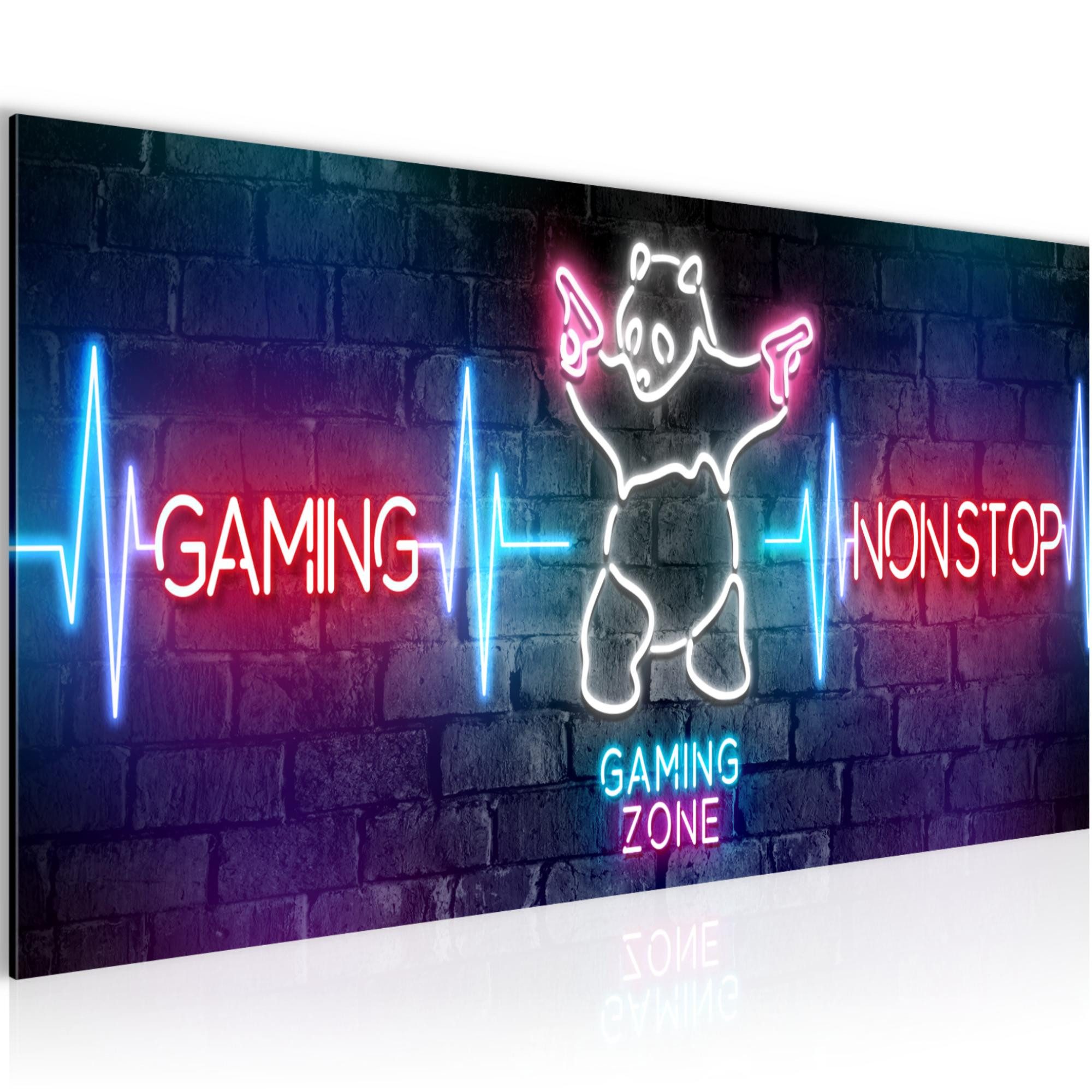 Runa Art Wandbild Spielkonsole Gaming auf Vlies Leinwand Jugendzimmer Teenager, 100L x 40B cm