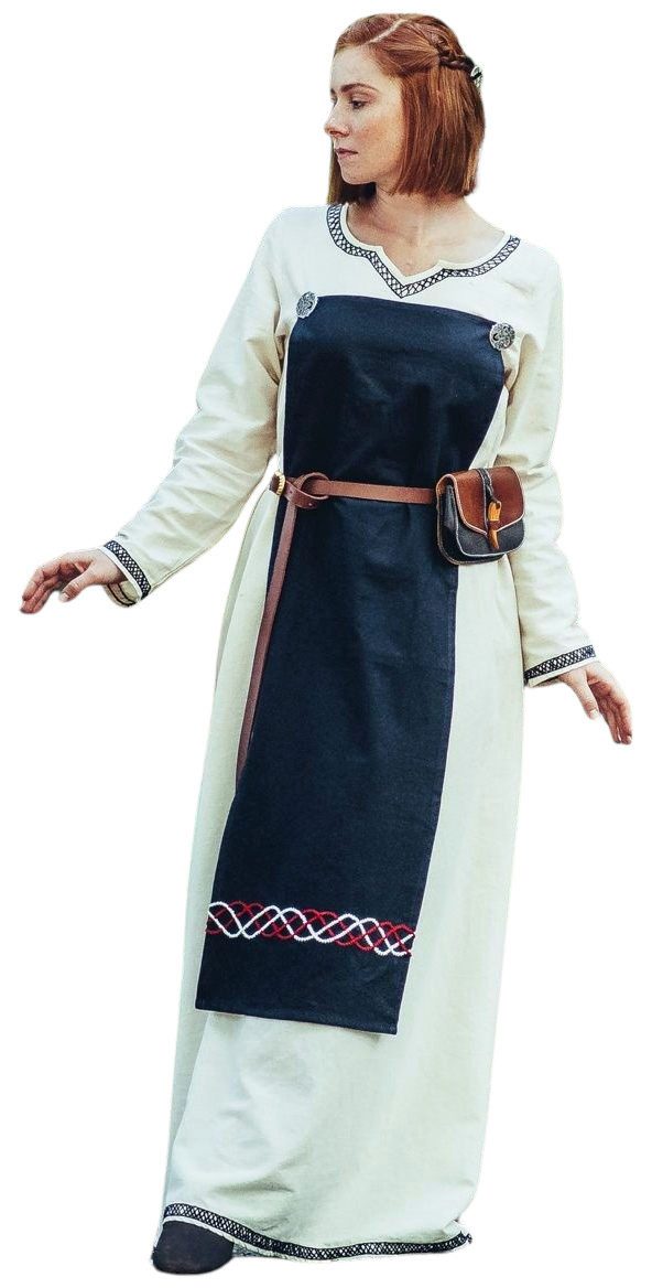 Leonardo Carbone Wikinger-Kostüm Schürze "Bua" trägerlos, Spitzensaum, hochwertige Baumwolle