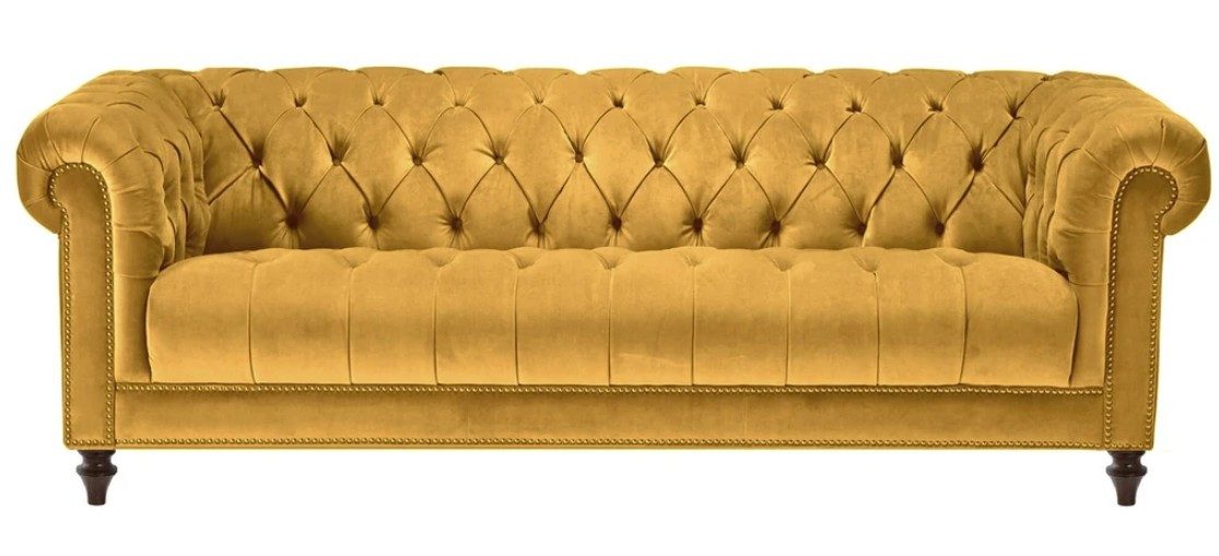 JVmoebel Chesterfield-Sofa Luxuriöse gelbe Chesterfield Couch 3-Sitzer Polstersofa Neu, Made in Europa