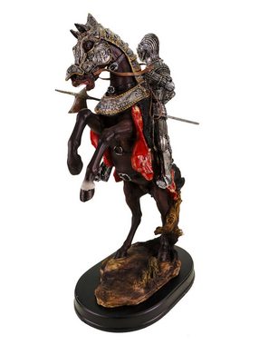Kremers Schatzkiste Dekofigur XXL Ritterfigur auf Pferd mit Sockel - Polyresin Handbemalt 41cm