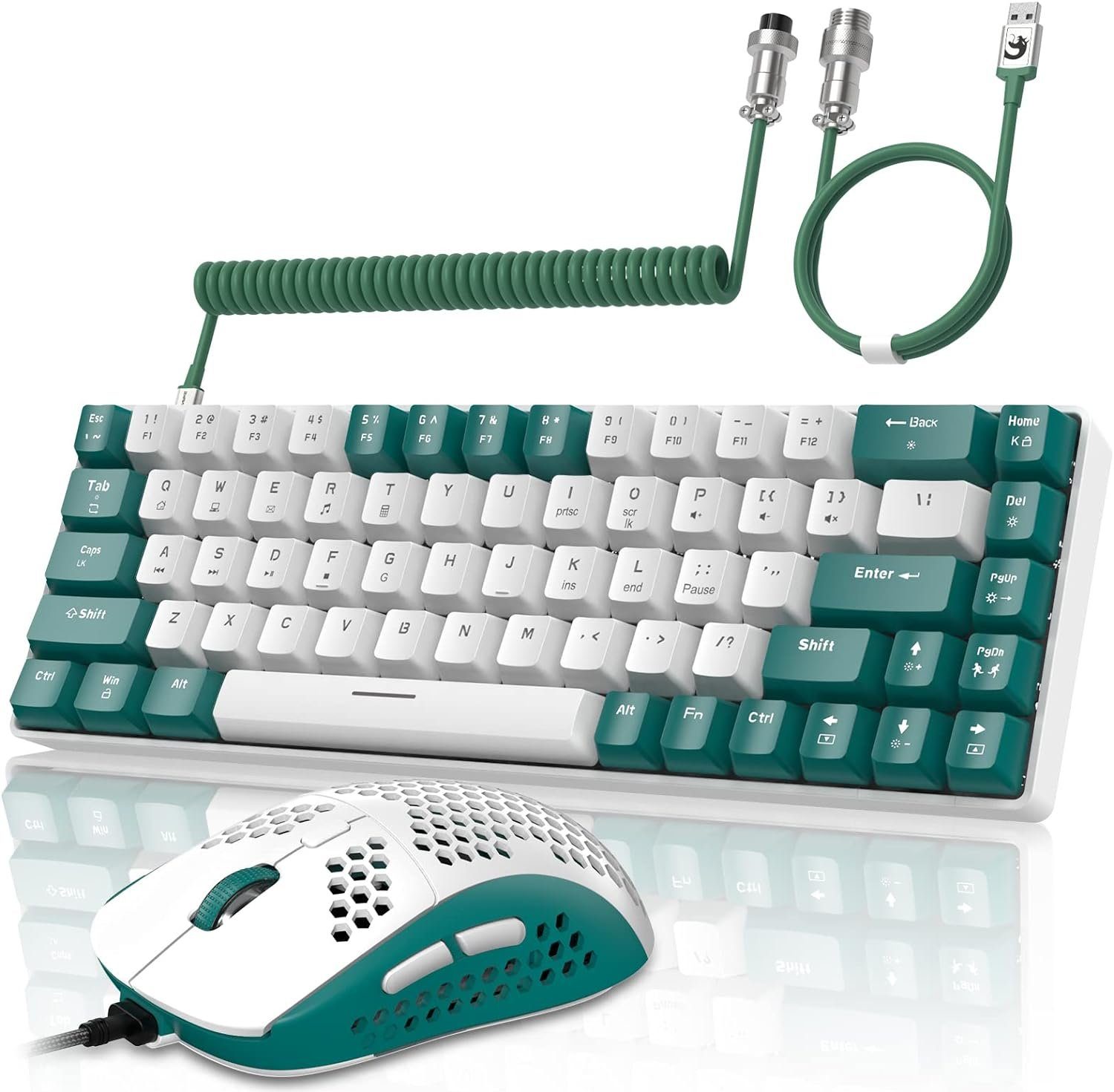 YINDIAO Tastatur- und Maus-Set, USB-C Kabel,Kabelgebundene Mechanische Tasten TKL Compact Layout