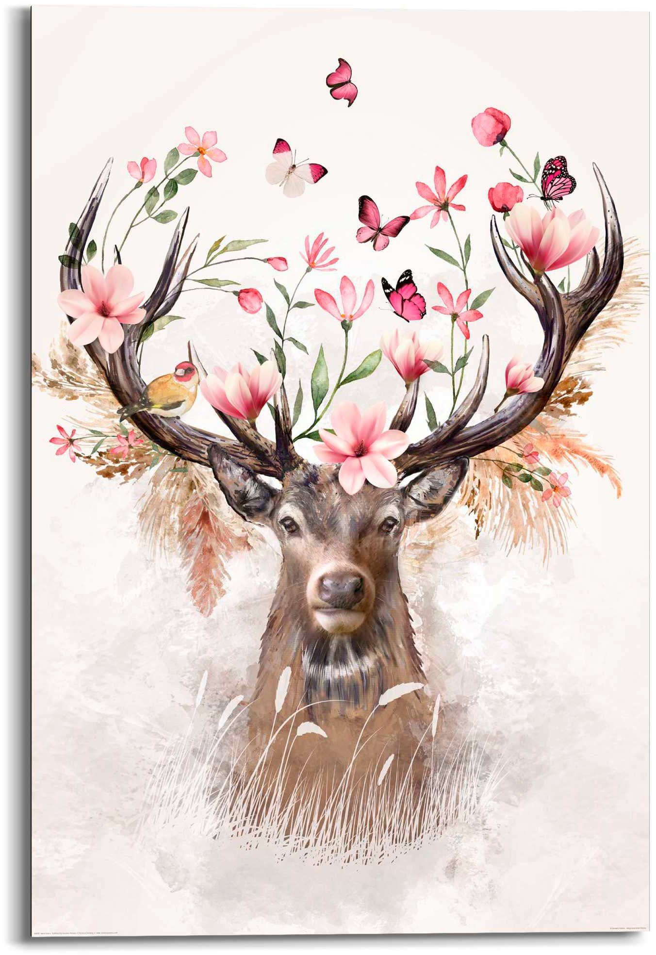 Reinders! Deco-Panel Hirsch in Blumen günstig online kaufen
