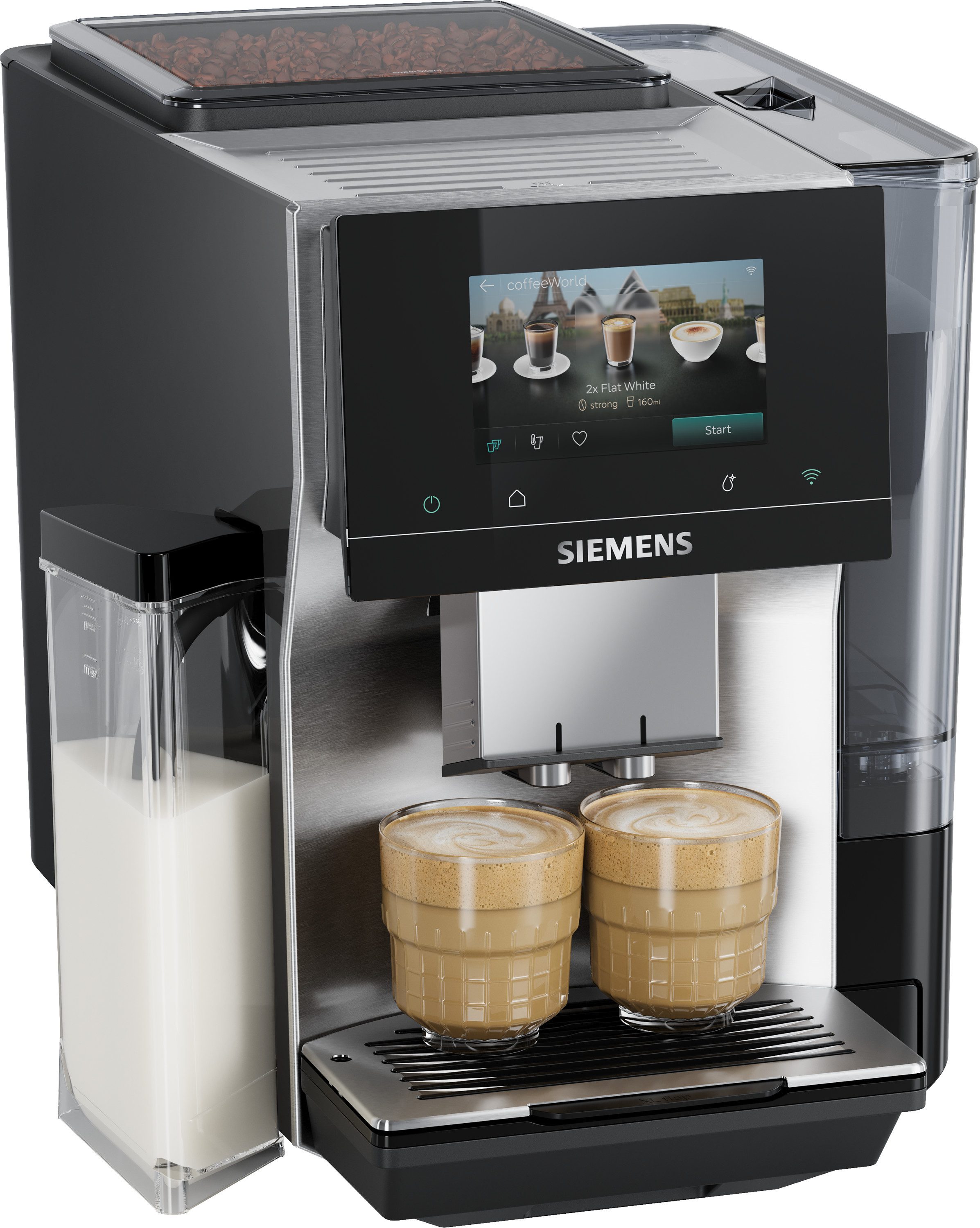 SIEMENS Kaffeevollautomat TQ727D03, farbiges Full-Touch-Display, Doppeltassenfunktion, sehr leise, schwarz