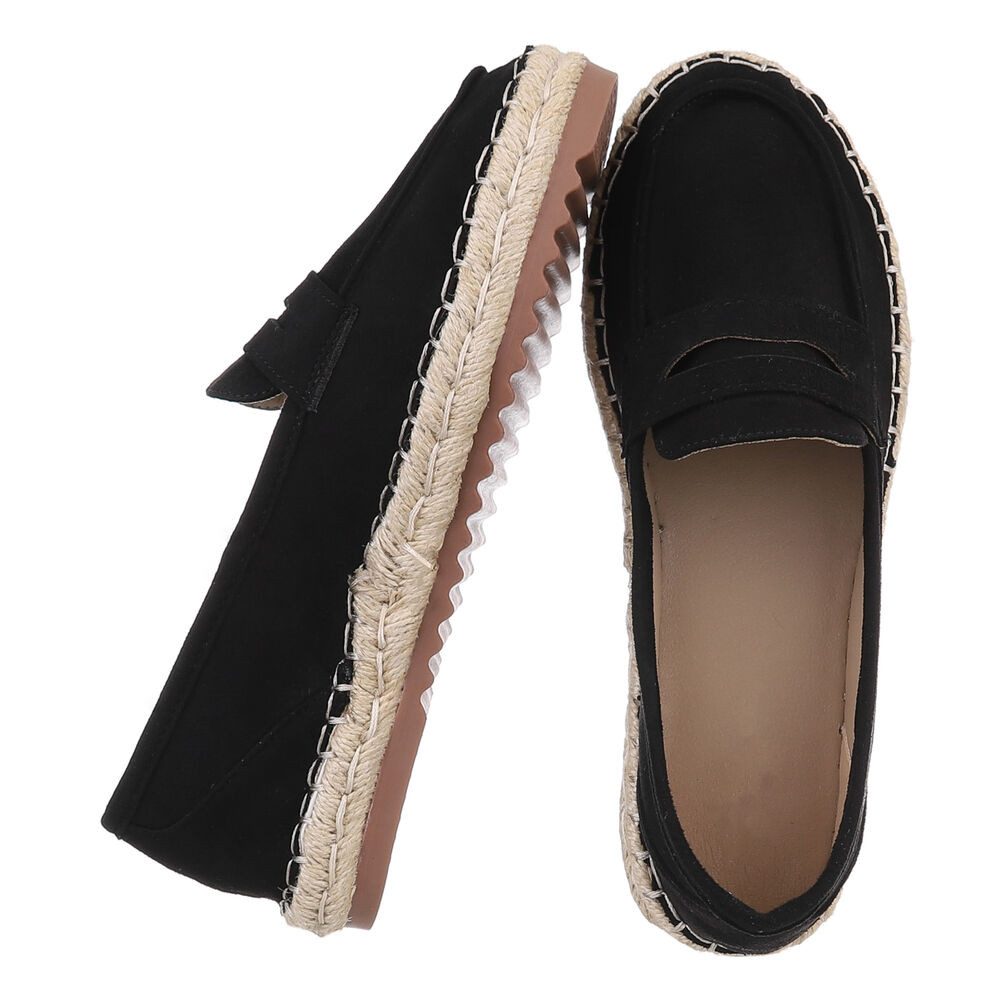 Ital-Design Elegante Freizeitschuhe für Damen mit rutschfester Sohle Slipper (89322747) Flach Mokassins in Schwarz