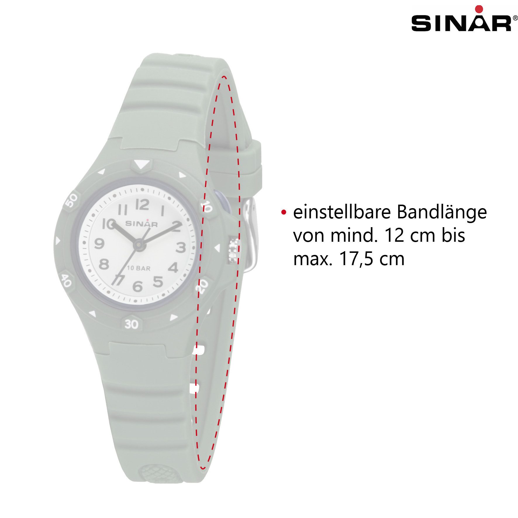SINAR Quarzuhr XB-19 Jugenduhr Sportuhr Silikonband 10bar, analog sportlich modern Geschenkidee Jugend Kids Ø 30 mm