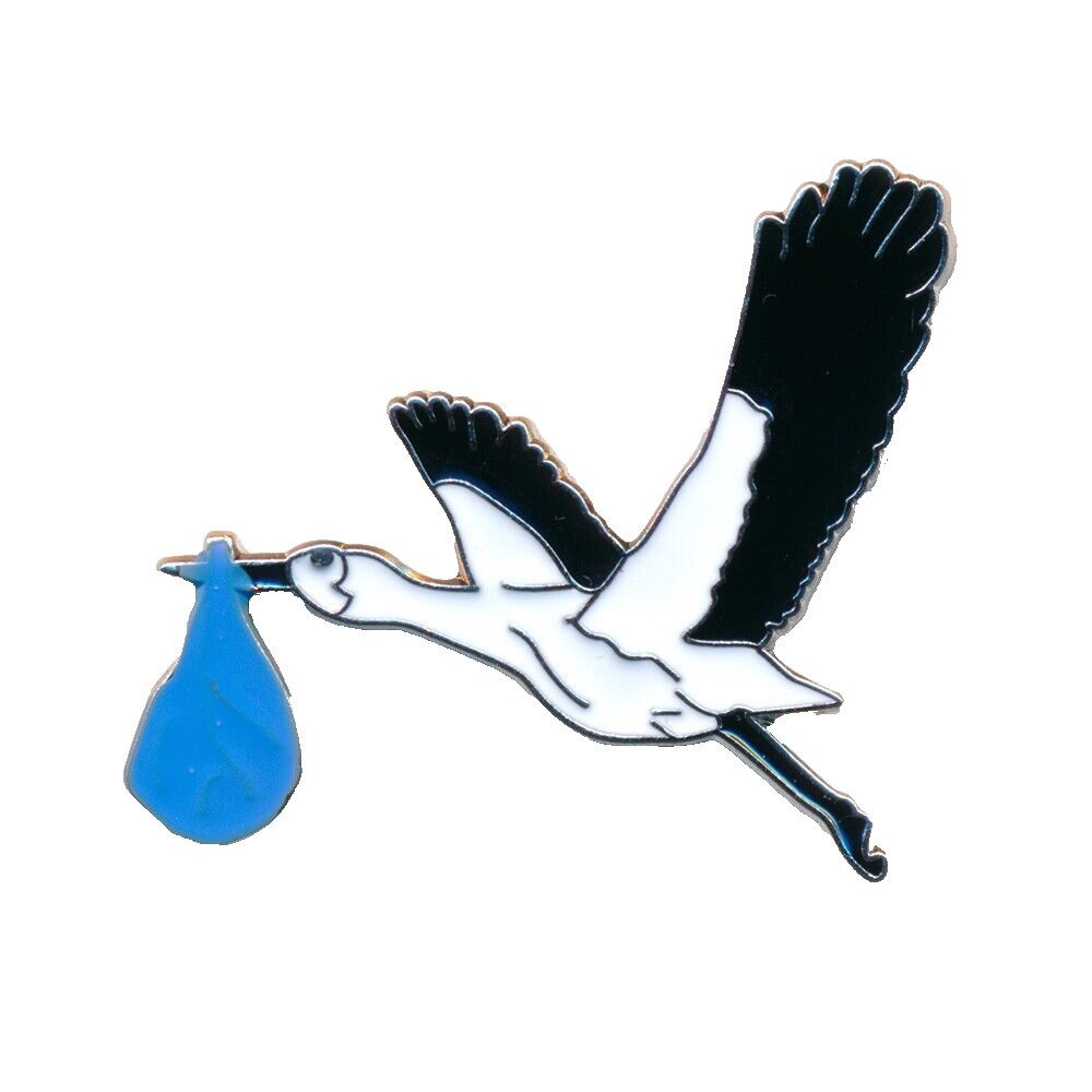 hegibaer Pins Storch Klapperstorch mit Baby Junge Geburt - Pin Anstecker 0905 (1-tlg), Edel und Exklusiv