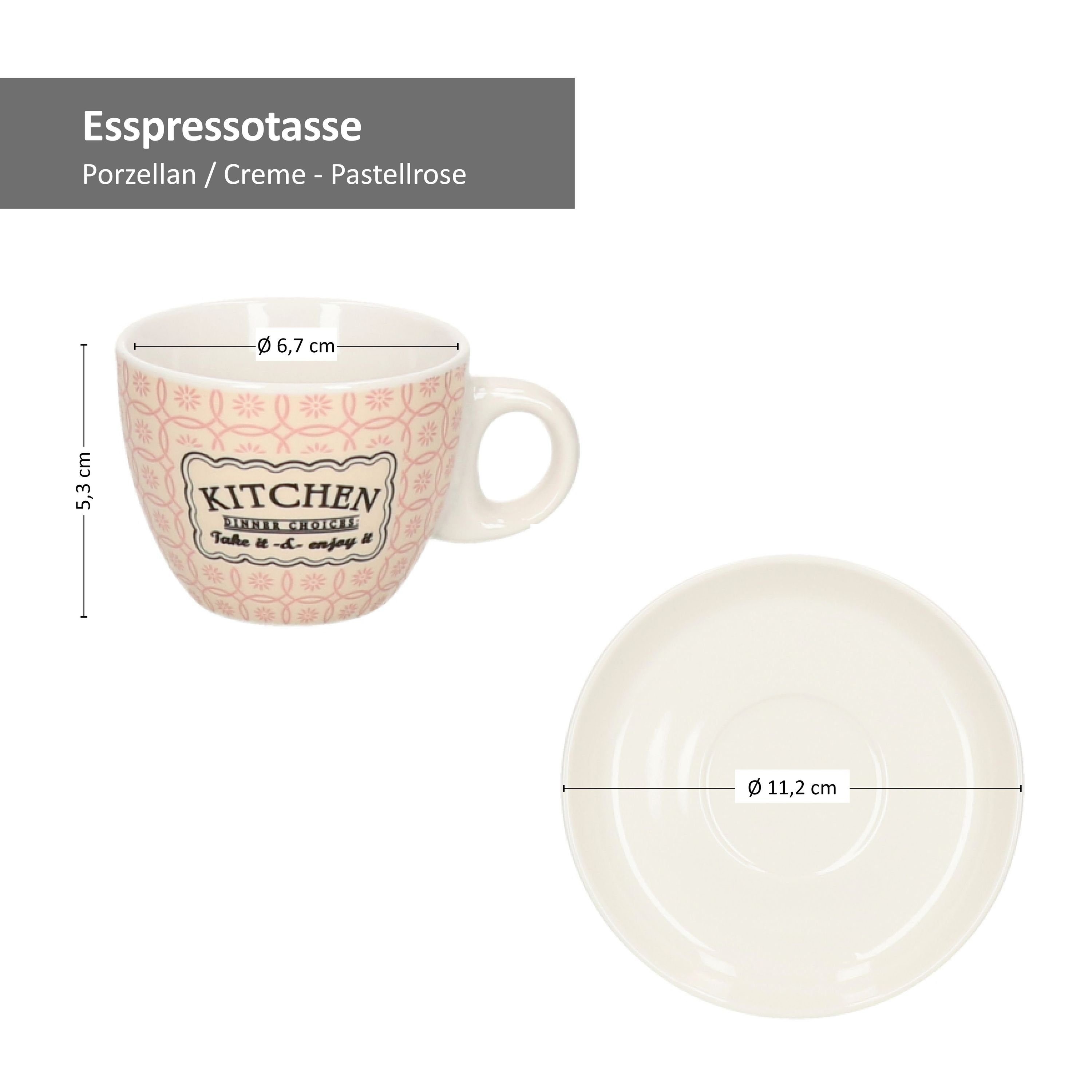 Kitchen & 80ml Retro Espressotassen Untertassen Ritzenhoff Creme/Pastell + 2er Tasse Breker Set