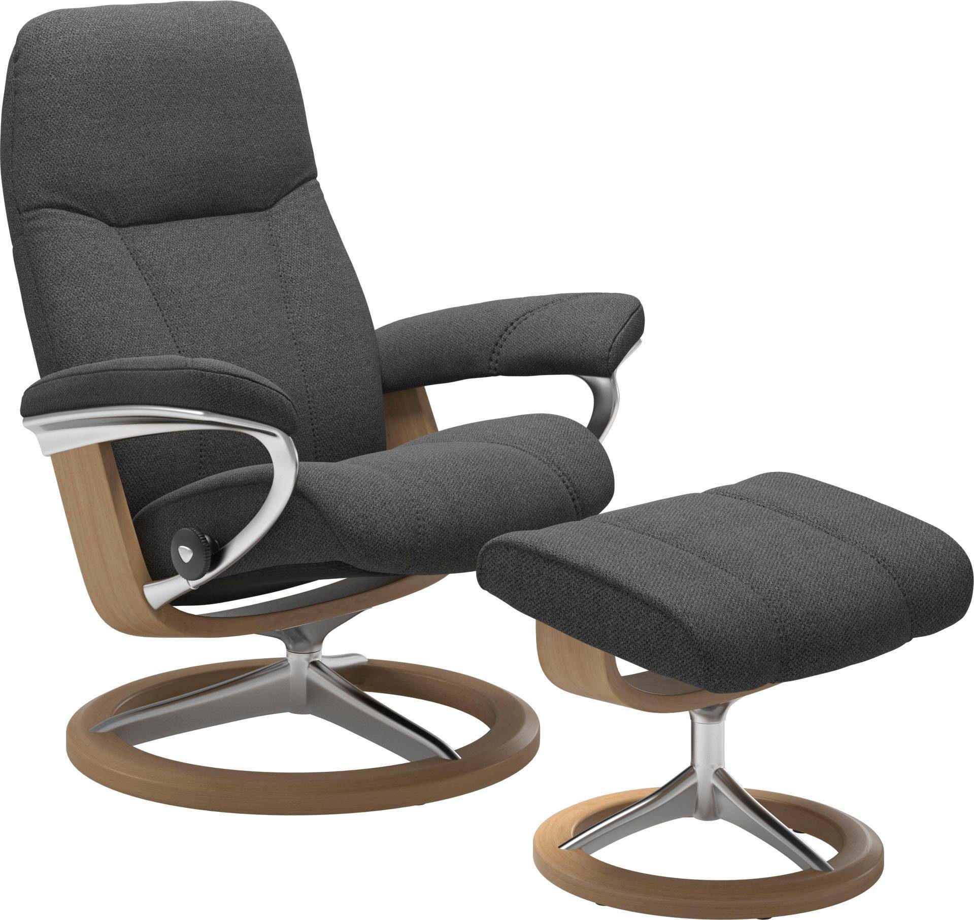 Relaxsessel Signature S, Größe Base, Hocker, mit Stressless® Eiche (Set, Gestell mit mit Consul Relaxsessel Hocker),