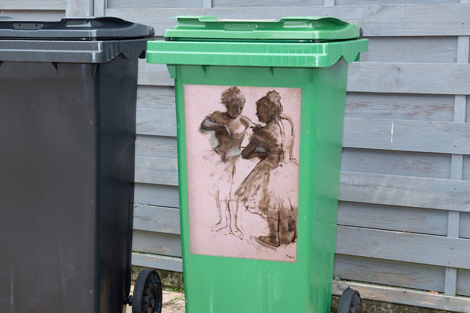 Mülltonne, Tänzerinnen Edgar Container, St), Wandsticker Mülleimer-aufkleber, - MuchoWow von Kunstwerk Degas Zwei (1 Sticker, Abfalbehälter
