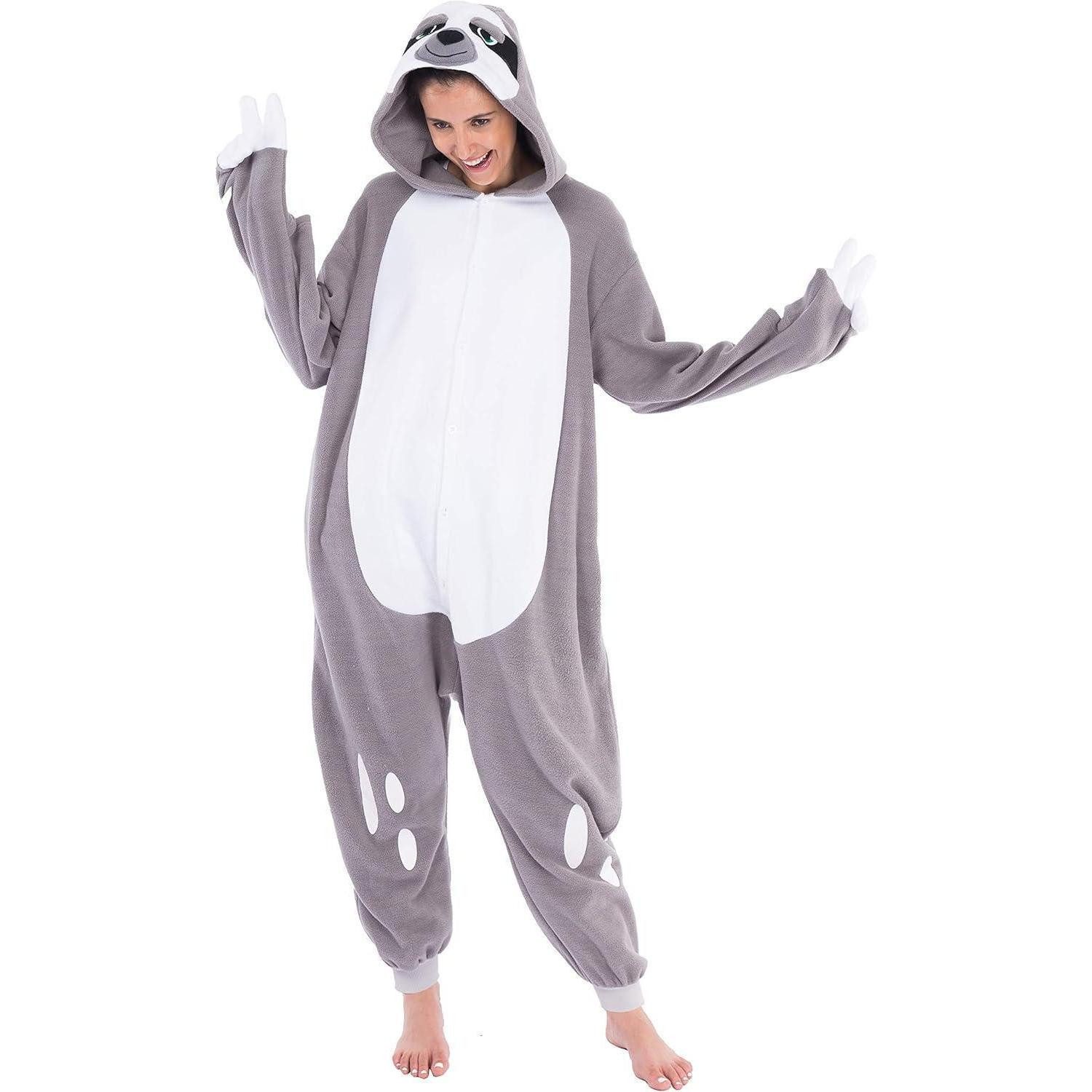 LuxusKollektion Maskottchen-Kostüm Faultier Kostüm Jumpsuit Schlafanzug Plüsch Onesie Erwachsene L Grau