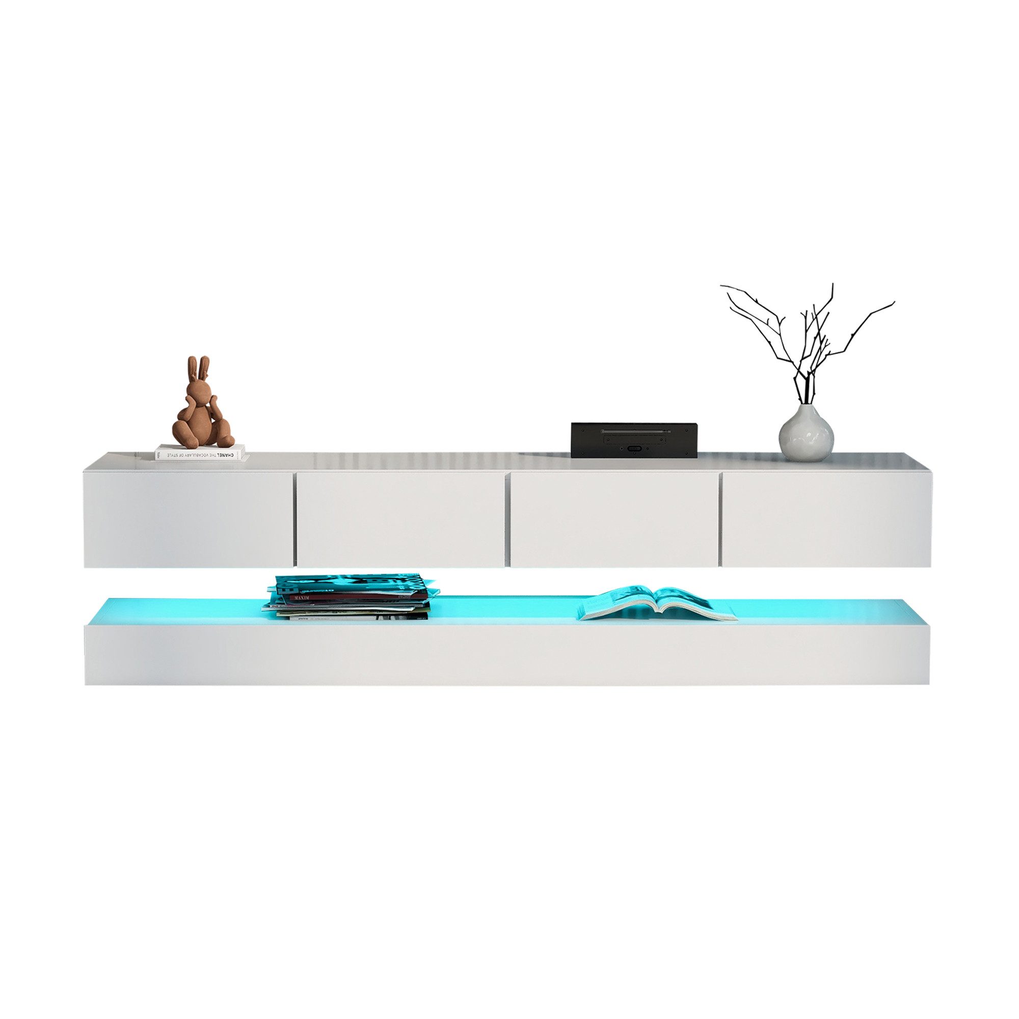 MODFU TV-Schrank LED TV Lowboard,Wandmontierter,TV-Ständer (Weiß günstig online kaufen