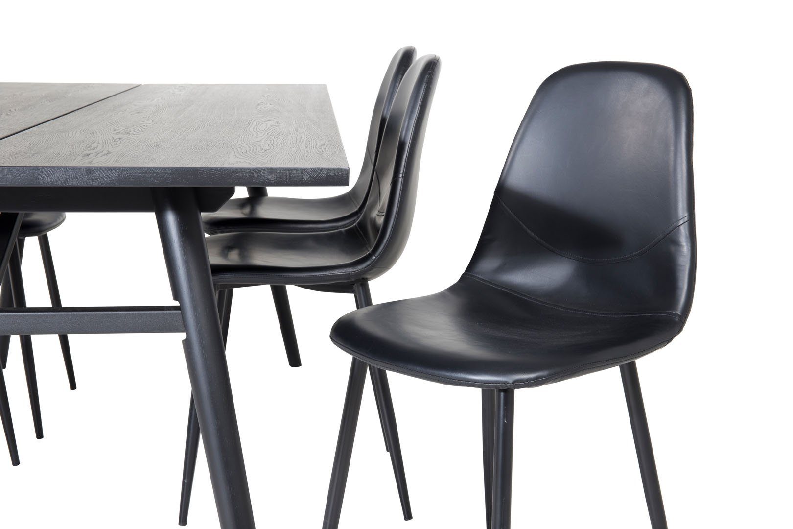 ebuy24 Essgruppe Sleek Essgruppe Esstisch (7-tlg) schwarz;schwarzPUKunstleder Lä, ausziehbarer Tisch