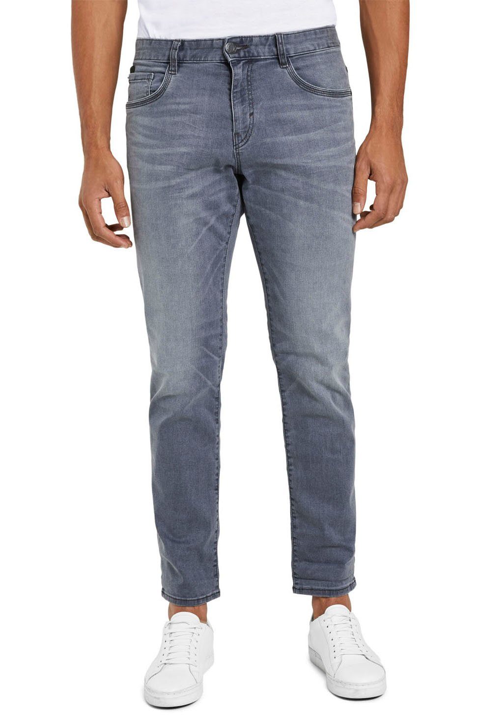 Reißverschluss grey mit TAILOR 5-Pocket-Jeans denim TOM Josh