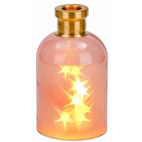 BRUBAKER LED Dekolicht Lichterflasche "Magie" mit 10 LED Sternen, LED Lichterkette, Warmweiß, Dekoleuchte, Party Licht Deko, Höhe 24 cm