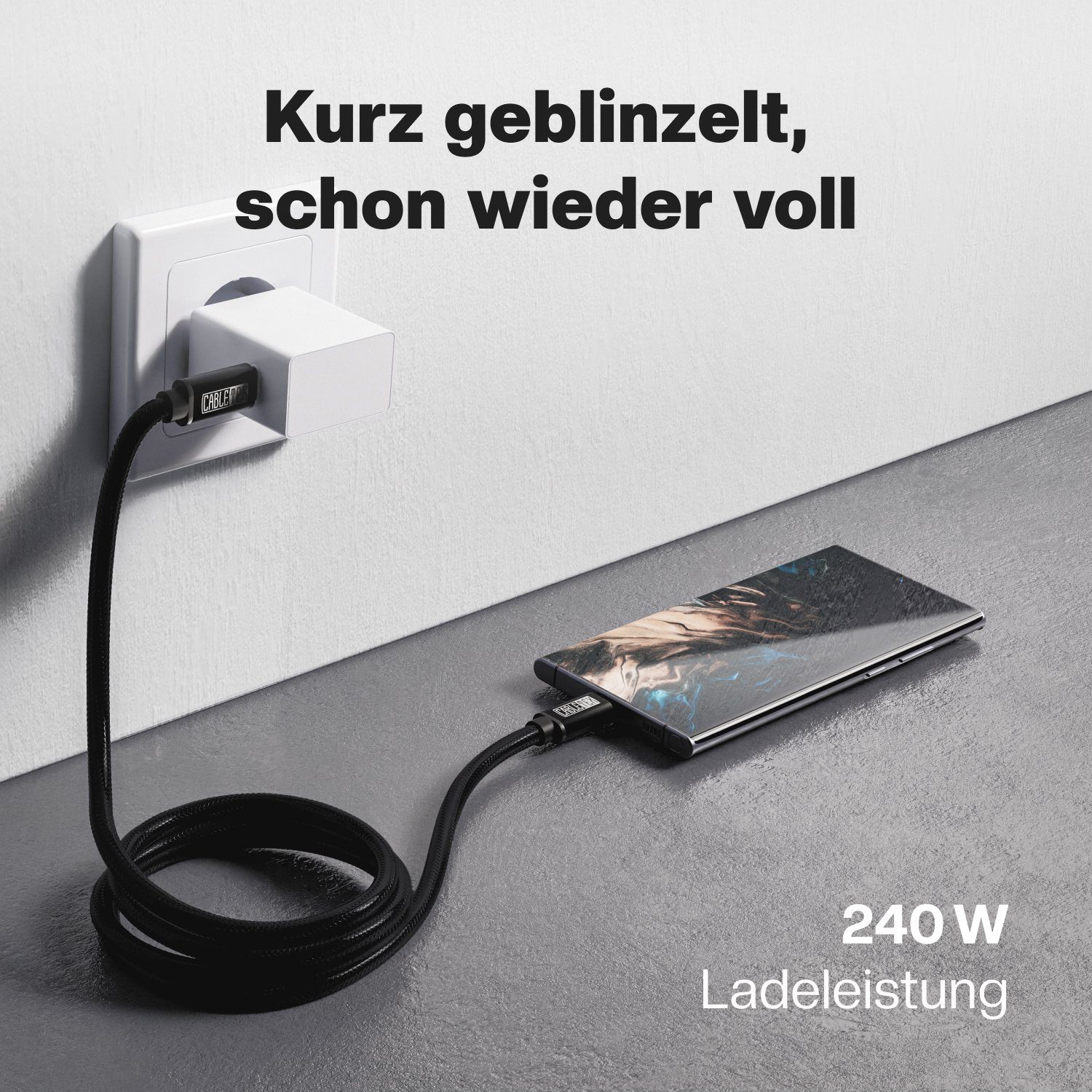 CABLETEX USB C Power Delivery 240W Ladekabel für Laptops & Smartphones Tablet-Kabel, USB-C, USB-C (100 cm), QuickCharge-240W