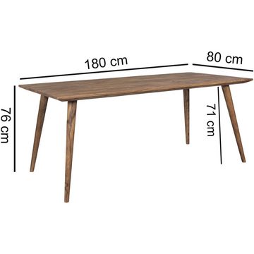 Wohnling Esstisch WL1.963 (180x60x76 cm Sheesham Massivholz Rechteckig Modern), Großer Esszimmertisch, Küchentisch Holztisch