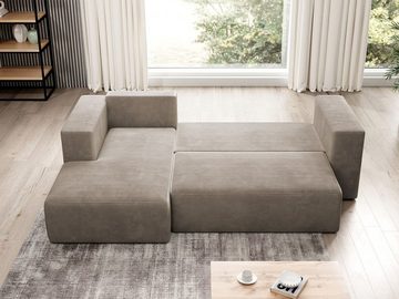 MIRJAN24 Ecksofa Stripes, mit Bettkasten und Schlaffunktion, L-Form, Rückenlehne in Form beweglicher Kissen