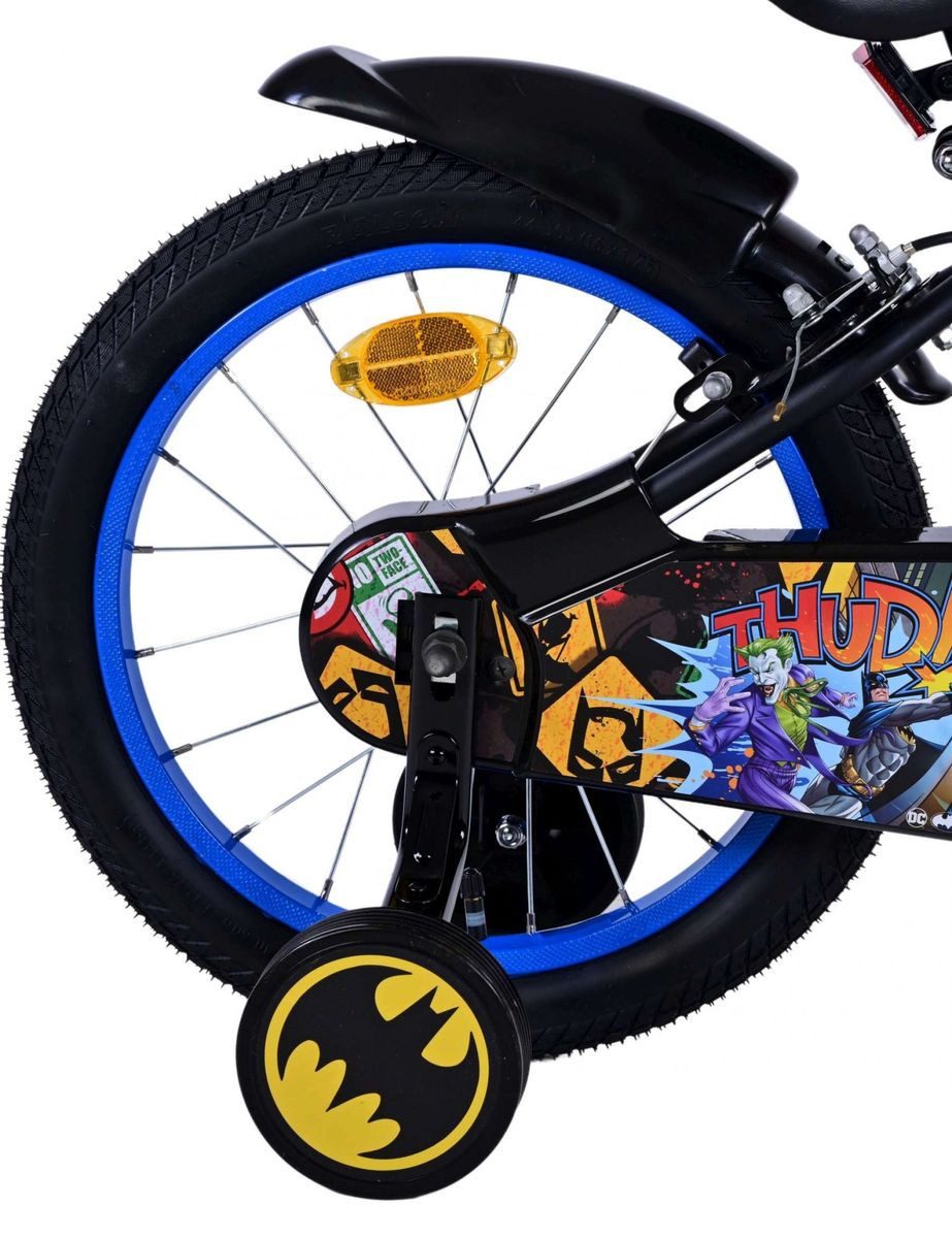 Volare Kinderfahrrad 16" 16 Zoll Kinder Jungen Fahrrad Rad Bike Kinderrad Batman 20589-FW16, Stützräder, Kettenschutz, Schutzbleche