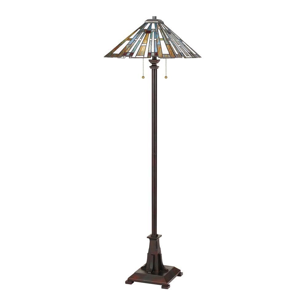 Elstead LIGHTING Stehlampe, Leuchtmittel nicht inklusive, Beistellleuchte Leseleuchte Stehlampe Mosaik Glas Stahl Zugschalter