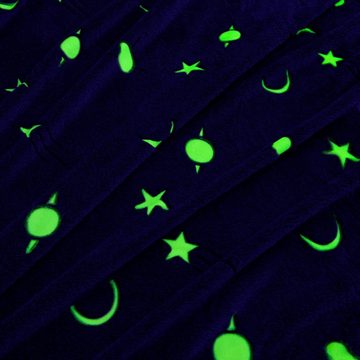Wohndecke Kuscheldecke mit leuchtenden Sternen, Feluna, Kinder Plüschdecke Tages-Decke