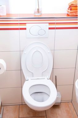 CORNAT WC-Sitz Pflegeleichter Thermoplast - Montierbarer Kinder-Sitz - Quick up, Clean Funktion - Absenkautomatik - Montage von oben / Toilettensitz