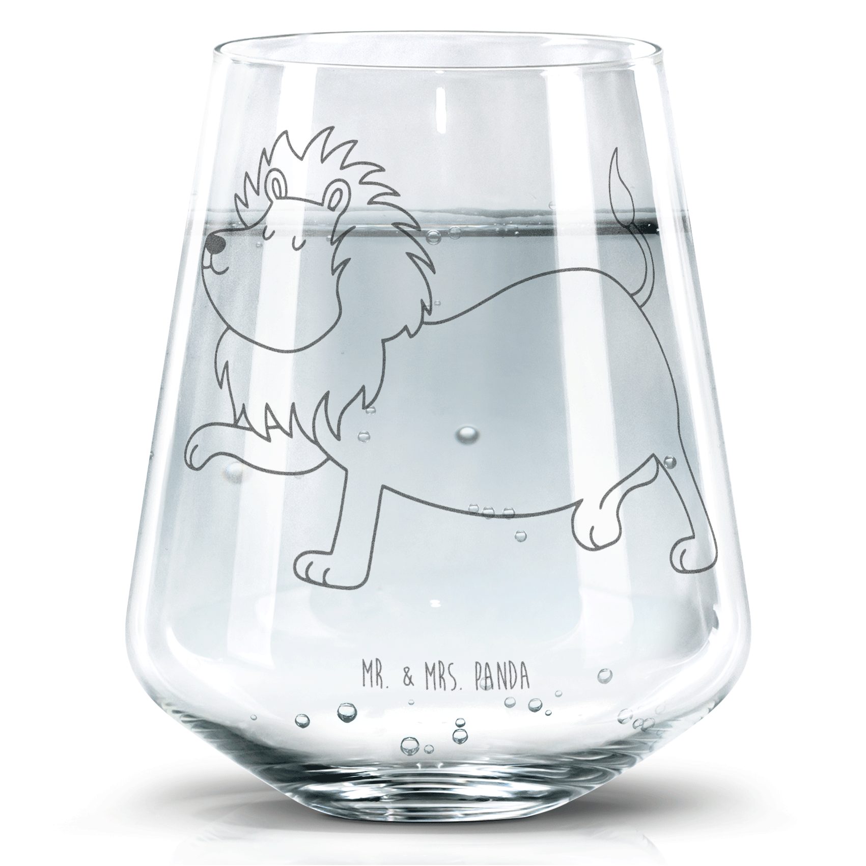 Mr. & Mrs. Panda Glas Sternzeichen Löwe, Glas, Transparent, getränkebecher, Geschenk Juli, Premium Glas, Saftglas Trinkgefäß Becherglas