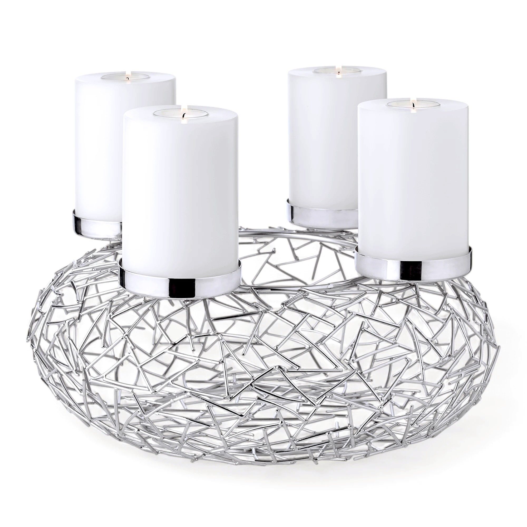 EDZARD Adventskranz Milano L Ø 34 cm Edelstahl, hochglanzpoliert, für Stumpenkerzen