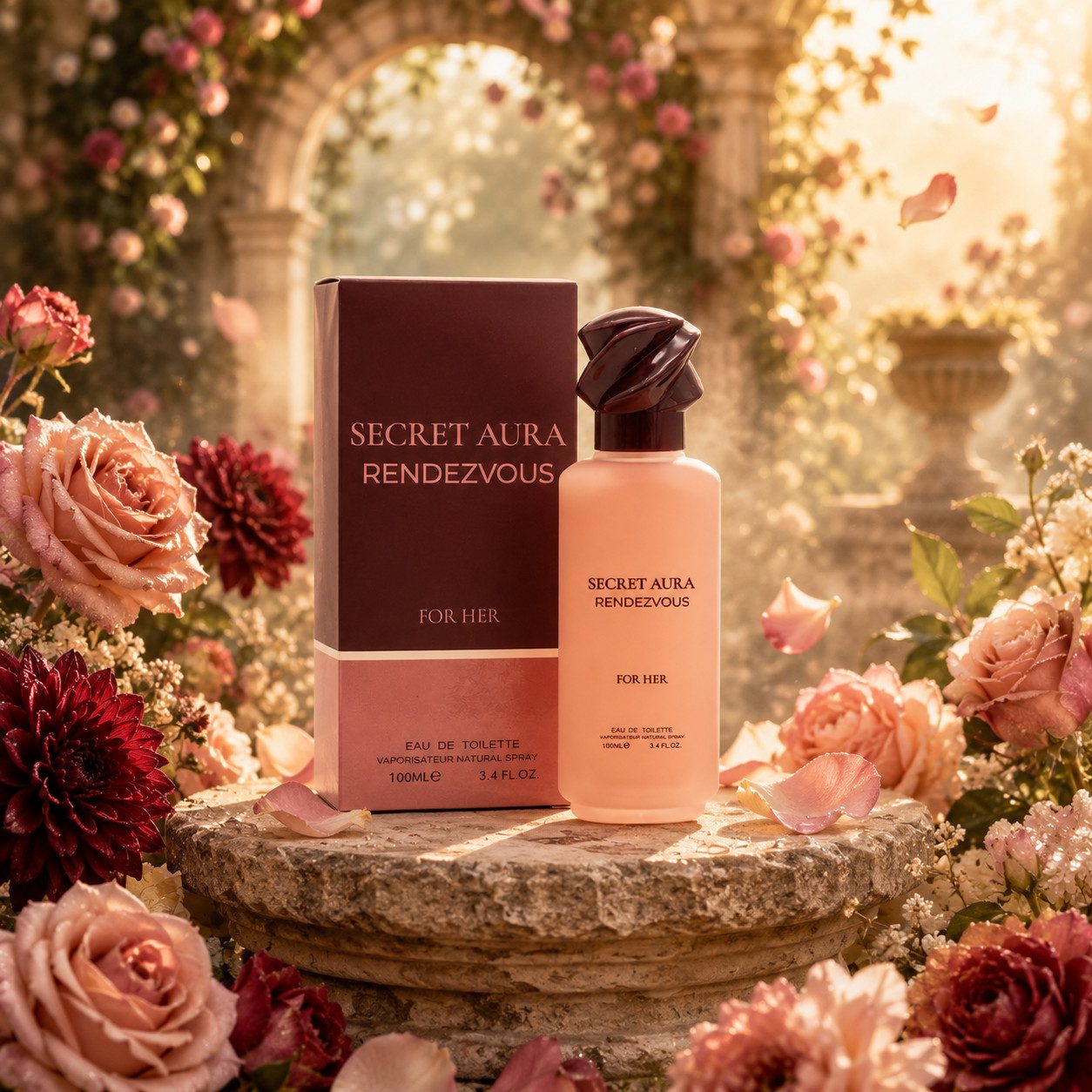 Fine Perfumery London Eau de Toilette Secret Aura Rendezvous For Her Fruchtig Blumig Romantisch 100ml, Hergestellt in UK, Damendüfte