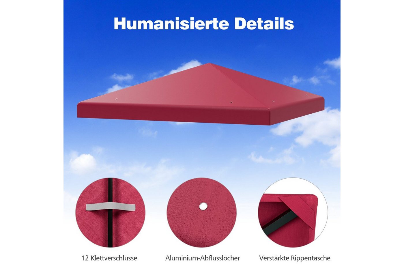 Thumbnail - COSTWAY Pavillon-Ersatzdach 3x3m, mit Ablauflöchern & Klettverschlüssen