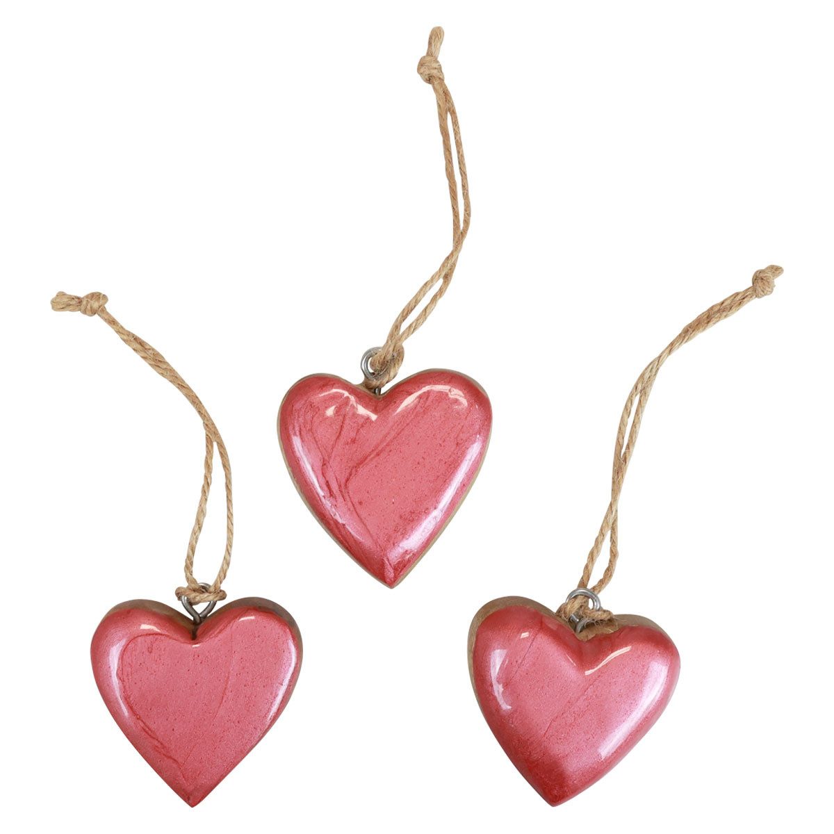 Streudeko Dekohänger Holzherzen Rosa Glänzend 6cm 8 Stk Deko