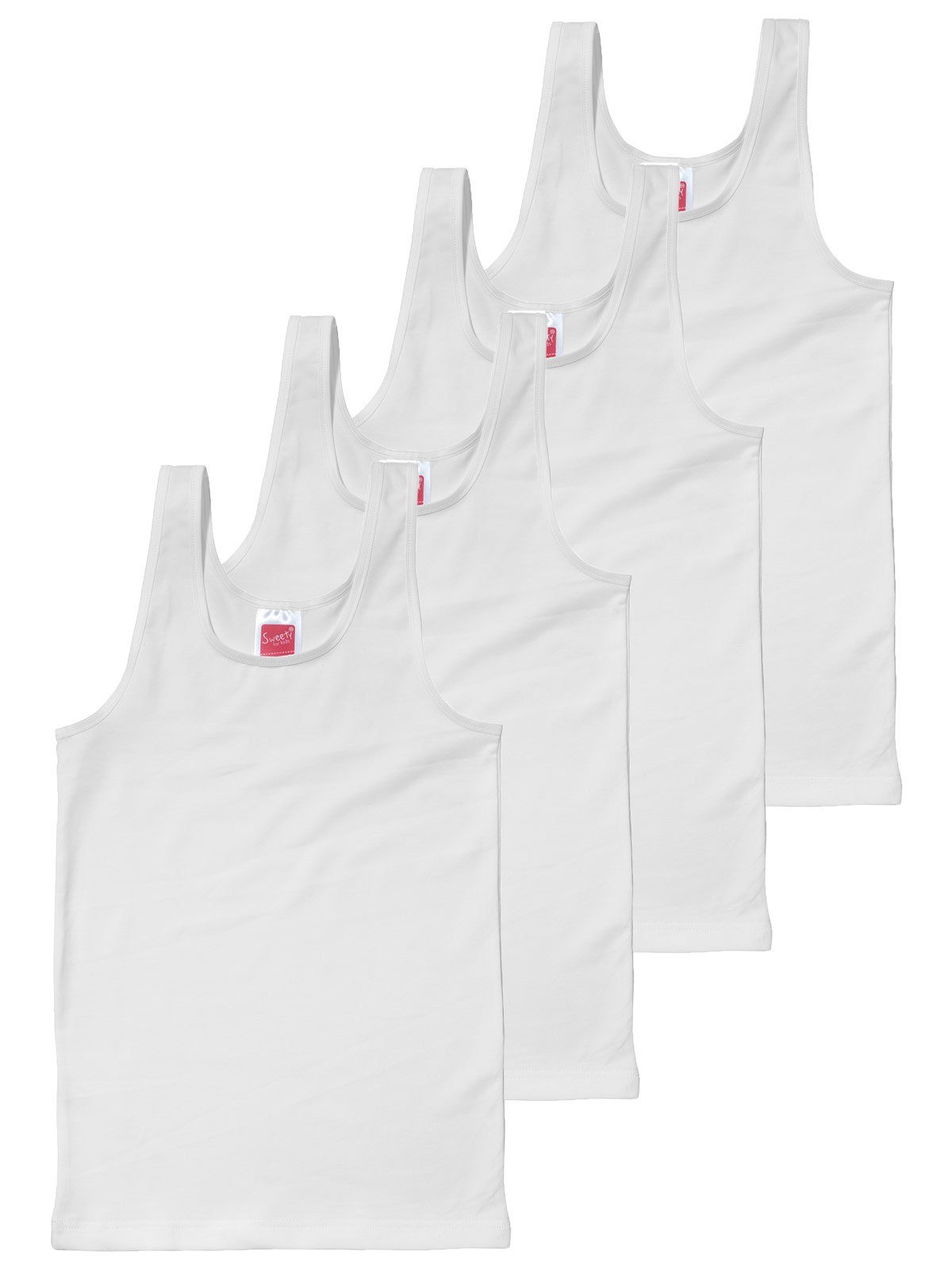 4-St) hohe for Markenqualität Achselhemd Mädchen Sweety Unterhemd 4er Sparpack Jersey (Spar-Set, Single weiss Kids