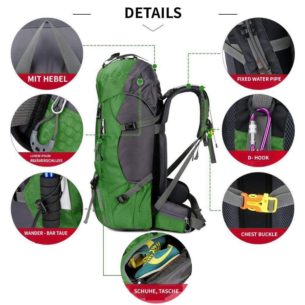 Outdoor Rucksack Sport Träger Backpacking Packbar Faltbar Wasserdicht Reise 